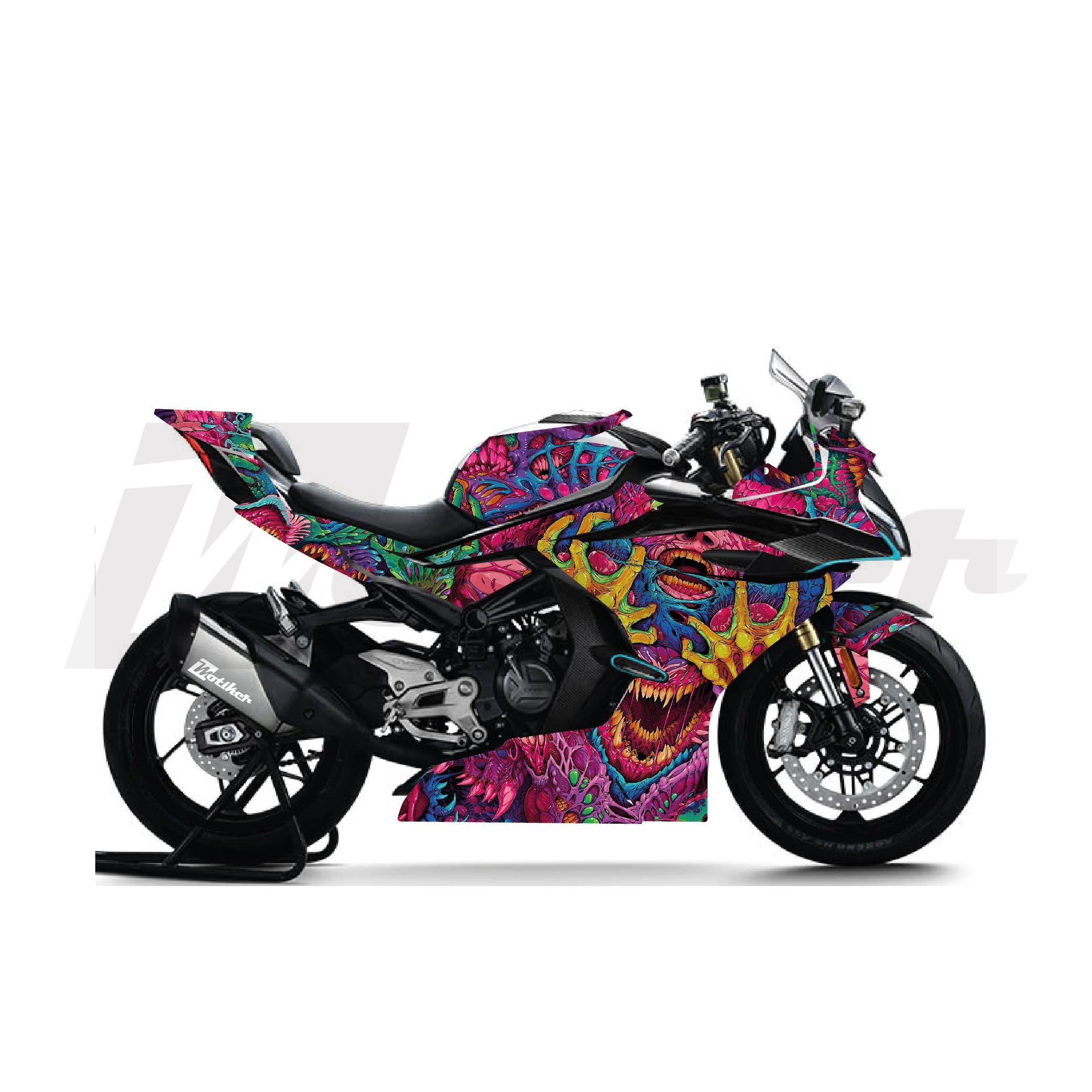 450SRCFMOTO 450SR Hyper Beast Sticker Etiket Kaplama Modeli Pembe Mor Mavi