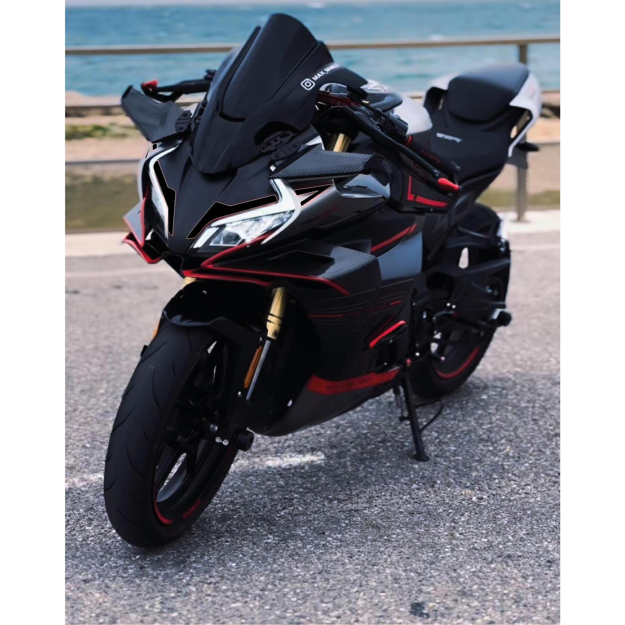 450SRCFMOTO 450SR Ön Kafa Tek Renk Siyah Sticker Etiket Modeli