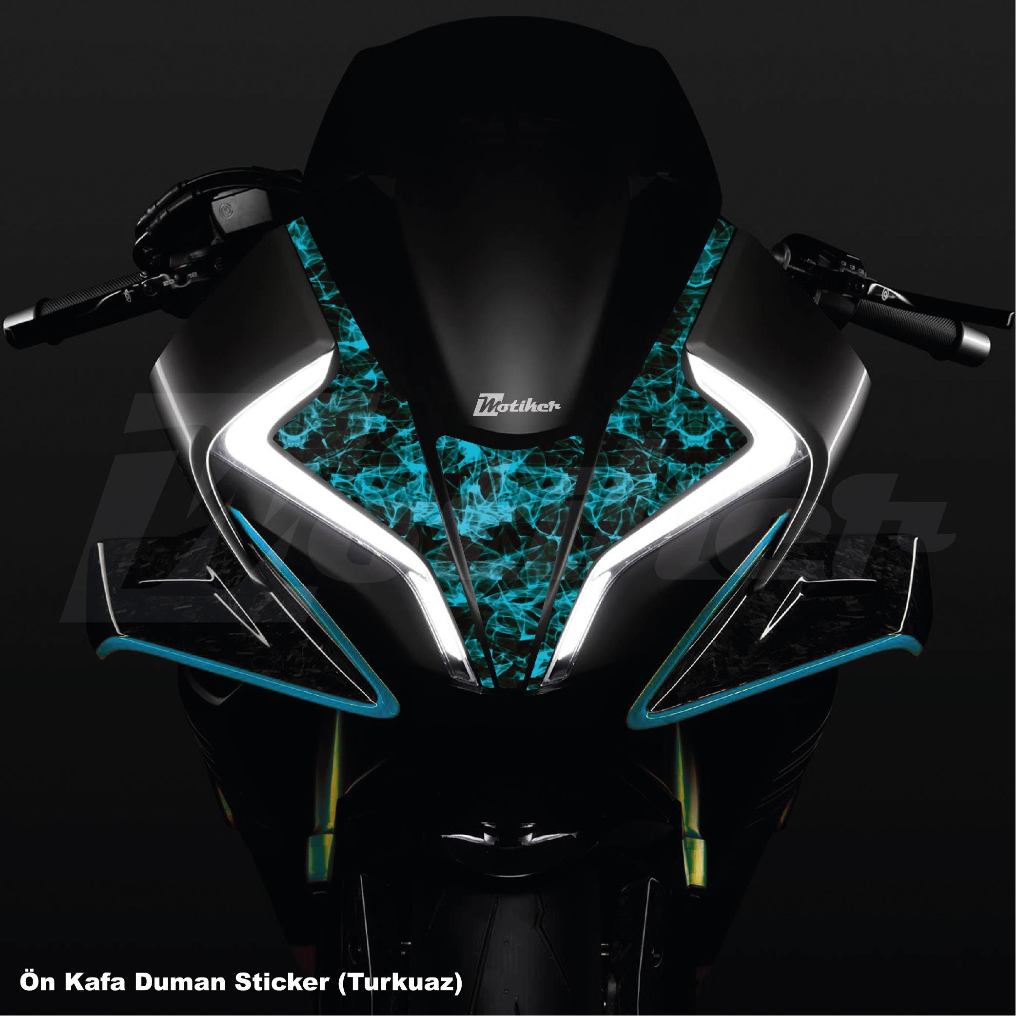 450SRCFMOTO 450SR ÖN KAFA TURKUAZ DUMAN STICKER ETİKET MODELİ KAPLAMA