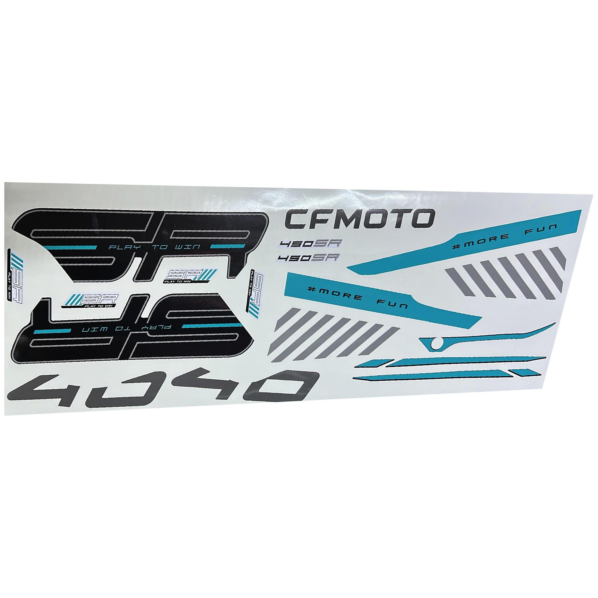 450SRCFMOTO 450SR Orijinal Tasarım Motosiklet Sticker Etiket Modeli Turkuaz Siyah