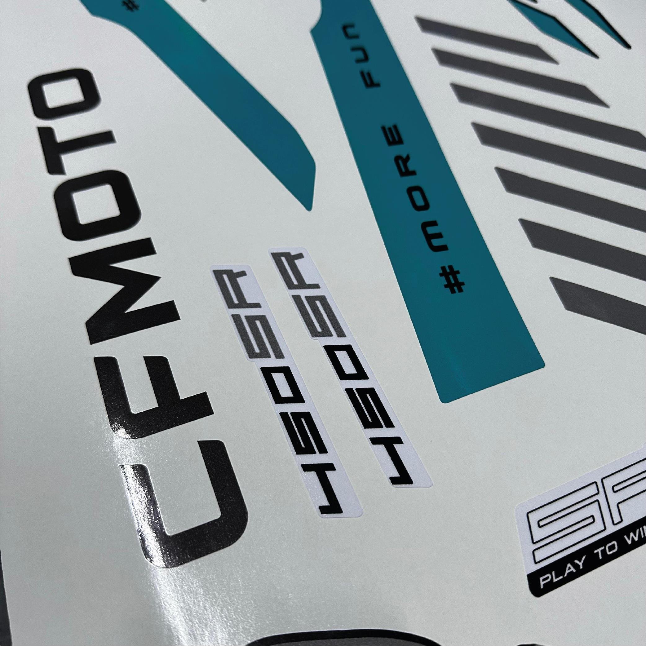 450SRCFMOTO 450SR Orijinal Tasarım Motosiklet Sticker Etiket Modeli Turkuaz Siyah