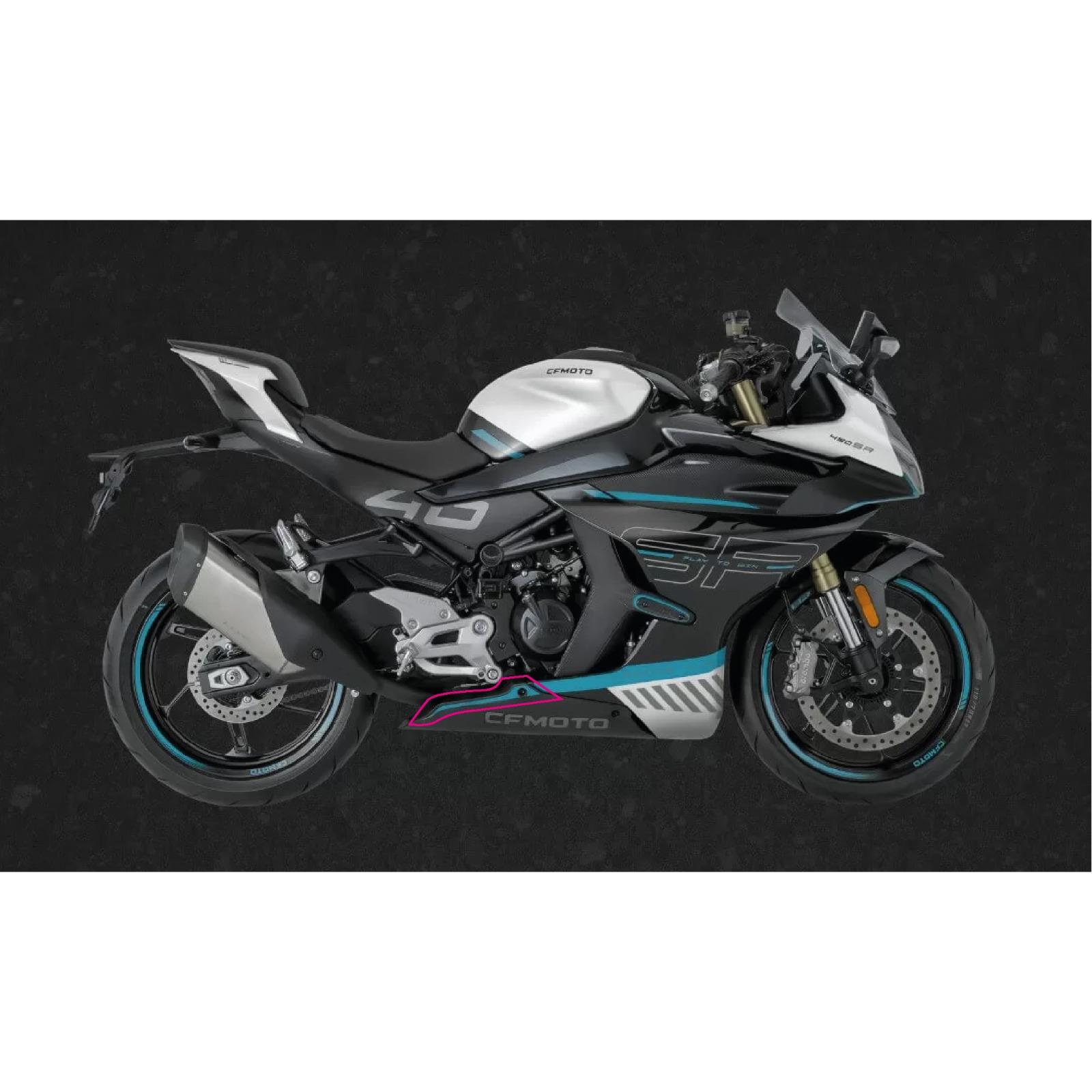 450SRCFMOTO 450SR SAĞ ALT SAKAL TURKUAZ ORJINAL STICKER TASARIM ETIKET MODELİ ARKA KISIM