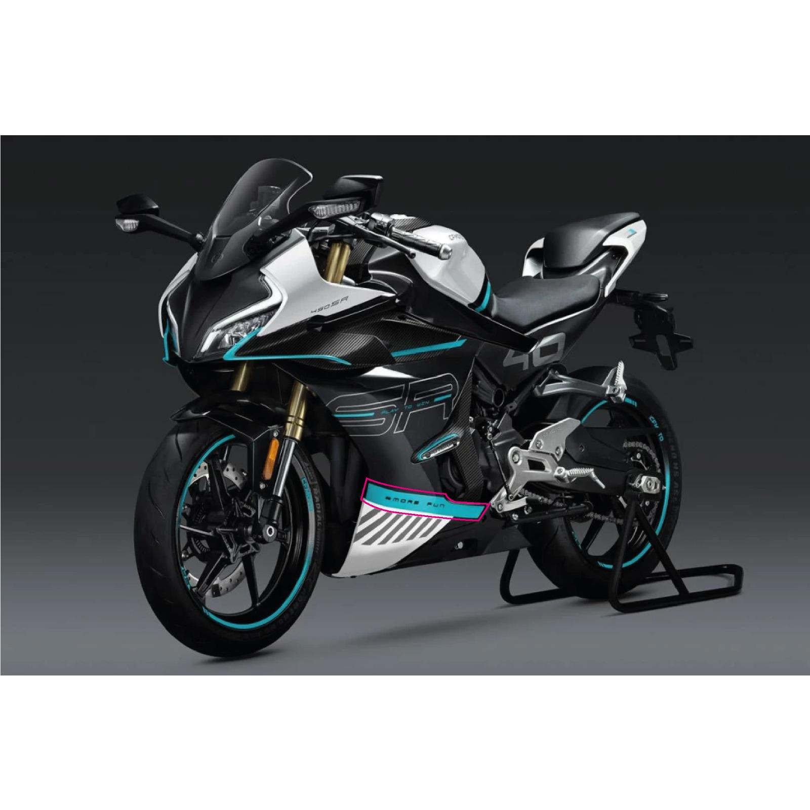 450SRCFMOTO 450SR SOL ALT SAKAL TURKUAZ ORJINAL STICKER TASARIM ETIKET MODELİ ÜST KISIM