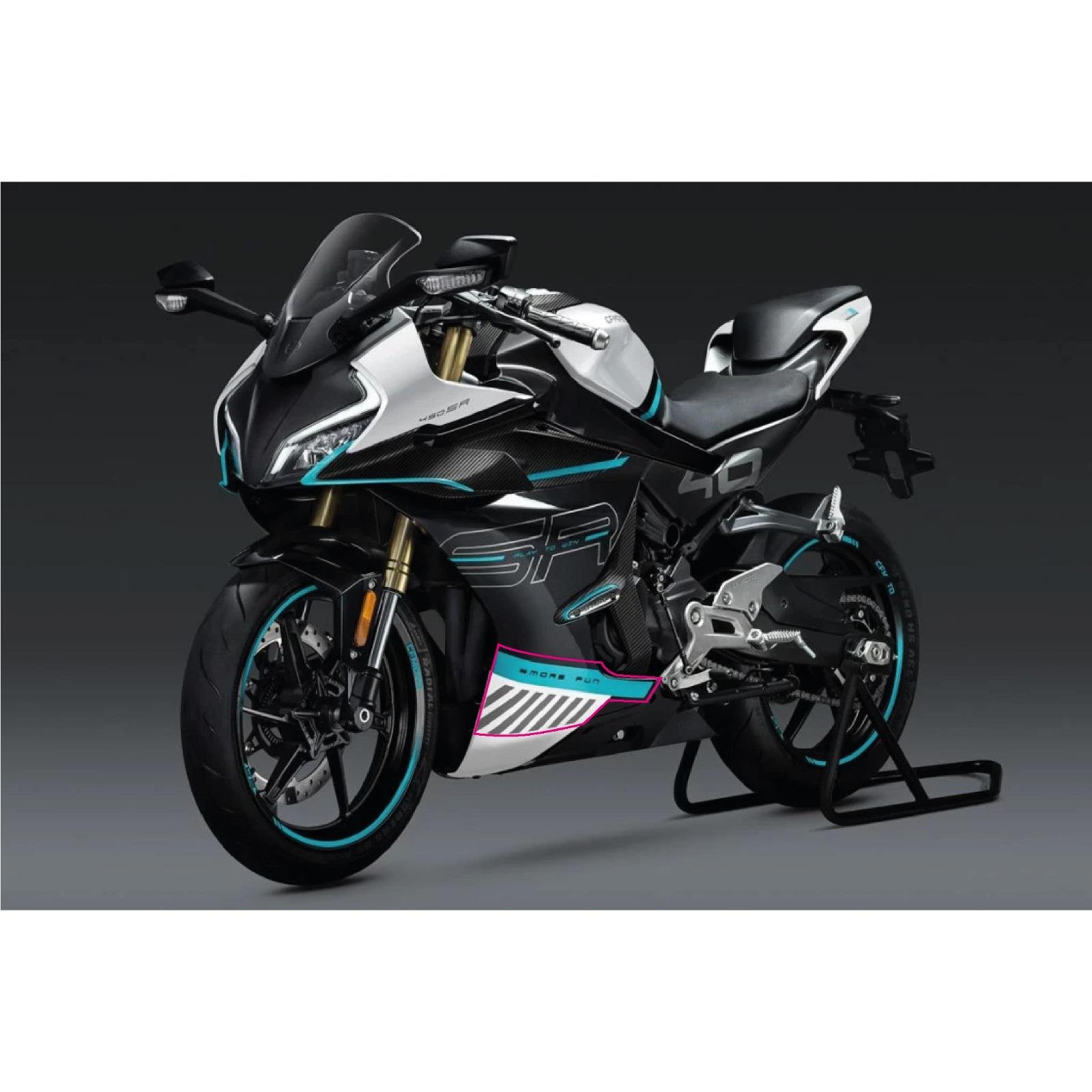 450SRCFMOTO 450SR SOL ALT SAKAL TURKUAZ ORJINAL STICKER TASARIM ETIKET MODELİ