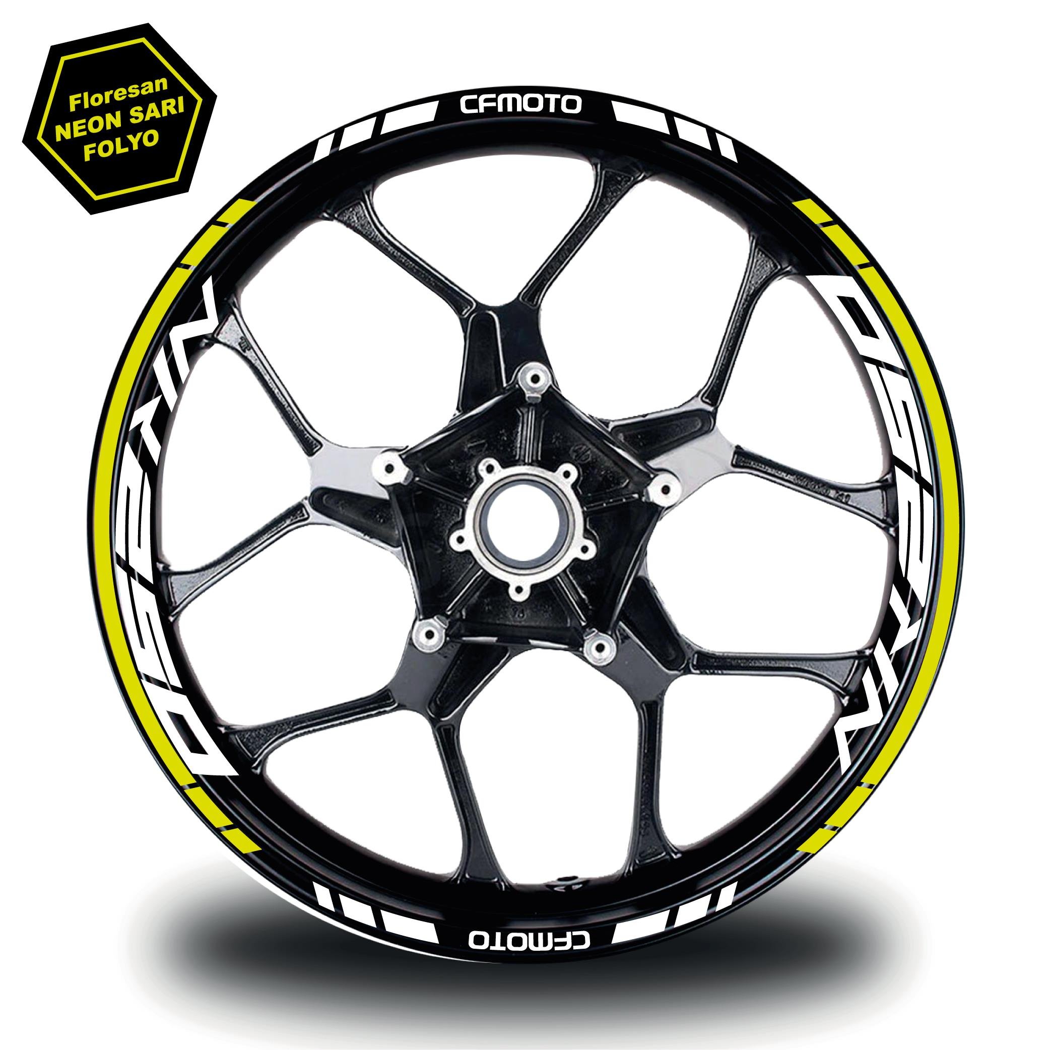 250 NKCFMOTO NK250 Jant Sticker İç & Dış Takım Etiket Modeli Neon Sarı - Beyaz