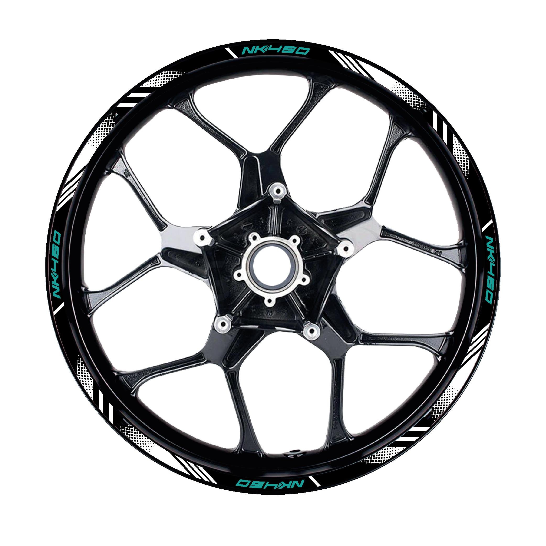 450 NKCFMOTO NK450 Sticker Jant Dışı Şerit Baskılı Turkuaz Beyaz Model