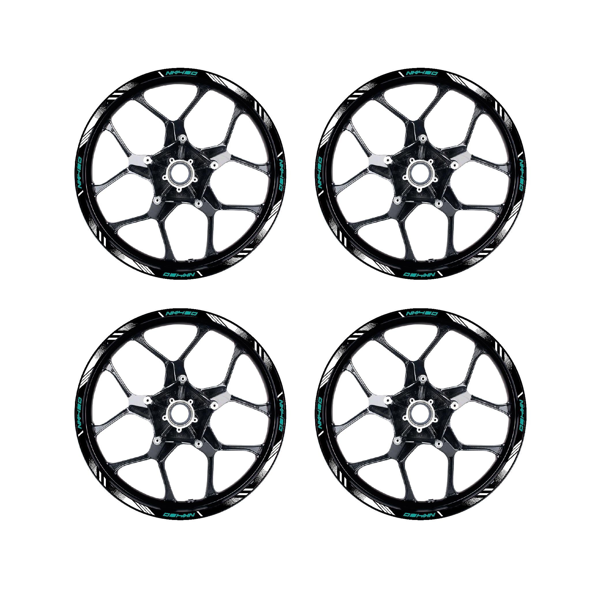 450 NKCFMOTO NK450 Sticker Jant Dışı Şerit Baskılı Turkuaz Beyaz Model