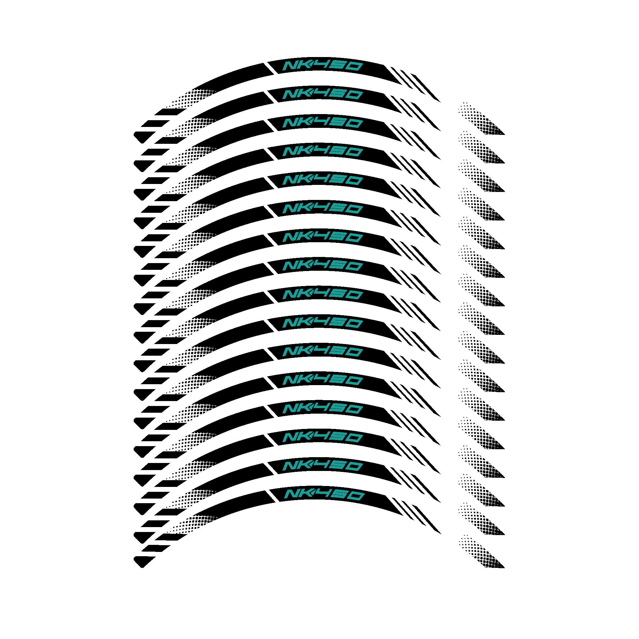 450 NKCFMOTO NK450 Sticker Jant Dışı Şerit Baskılı Turkuaz Beyaz Model