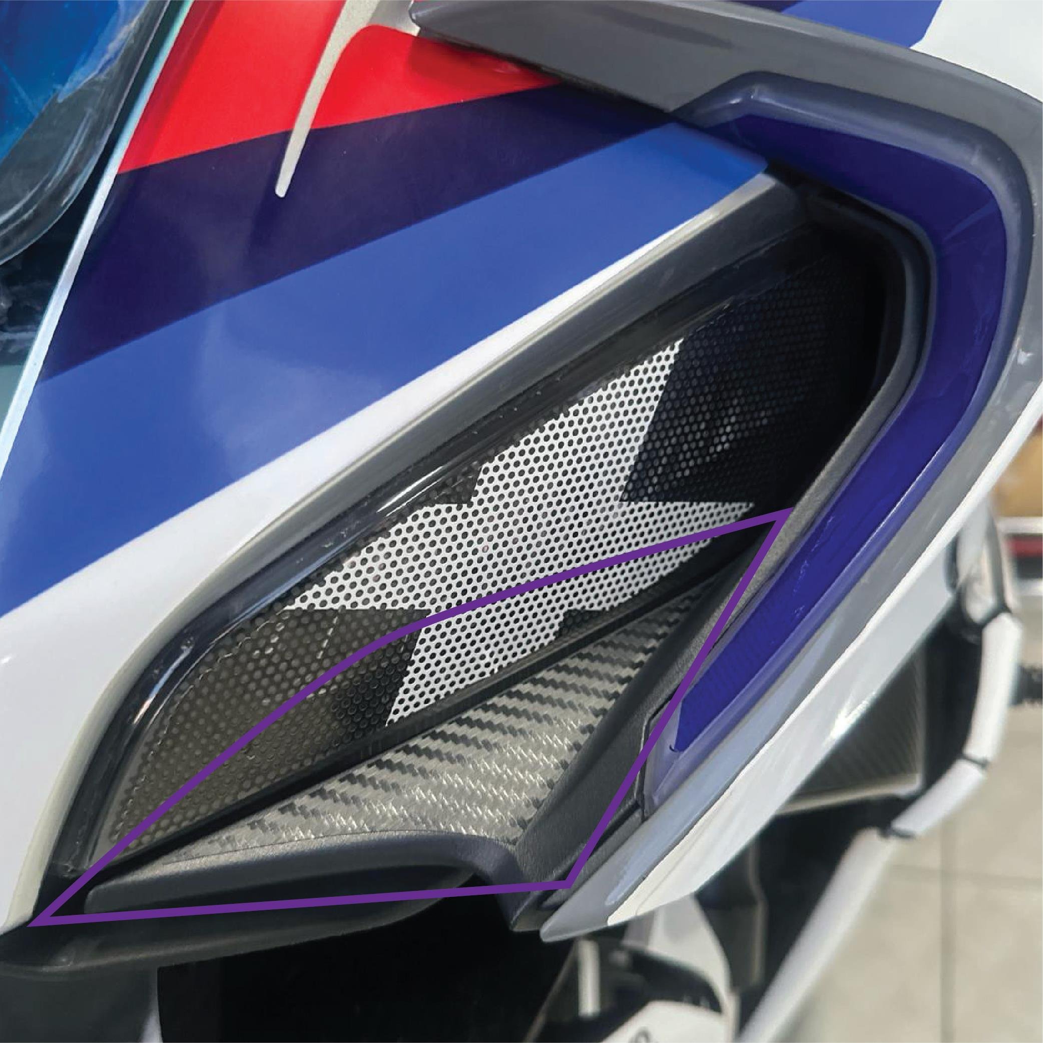 250SRCFMOTO SR250 Far Altı Karbon Motosiklet Sticker Etiket Modeli 