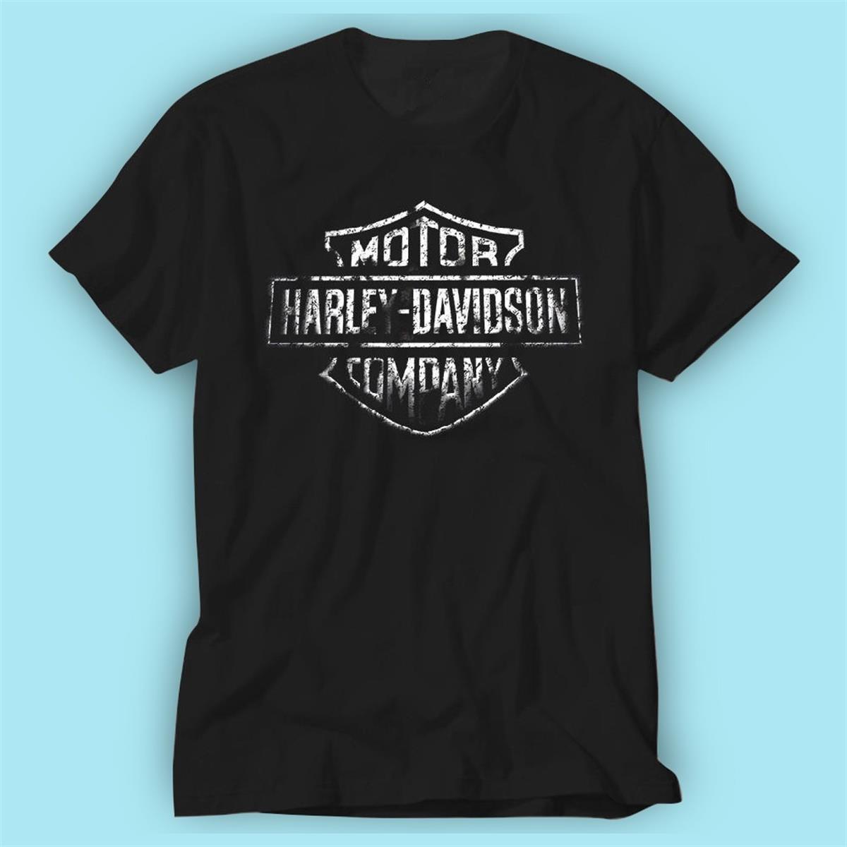 David Davidson Motor Siyah Baskı Logo Tshirt Modeli