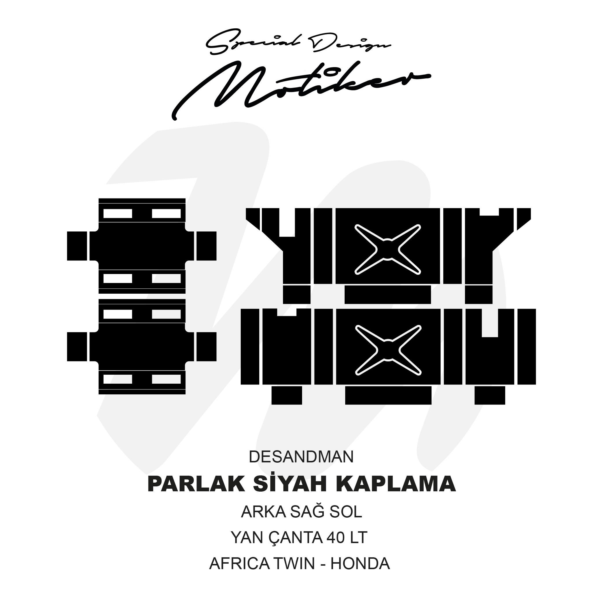 DESADMAN Desandman Honda Arka Sağ Sol Yan Çanta Parlak Siyah Kaplama Sticker Etiket Modeli