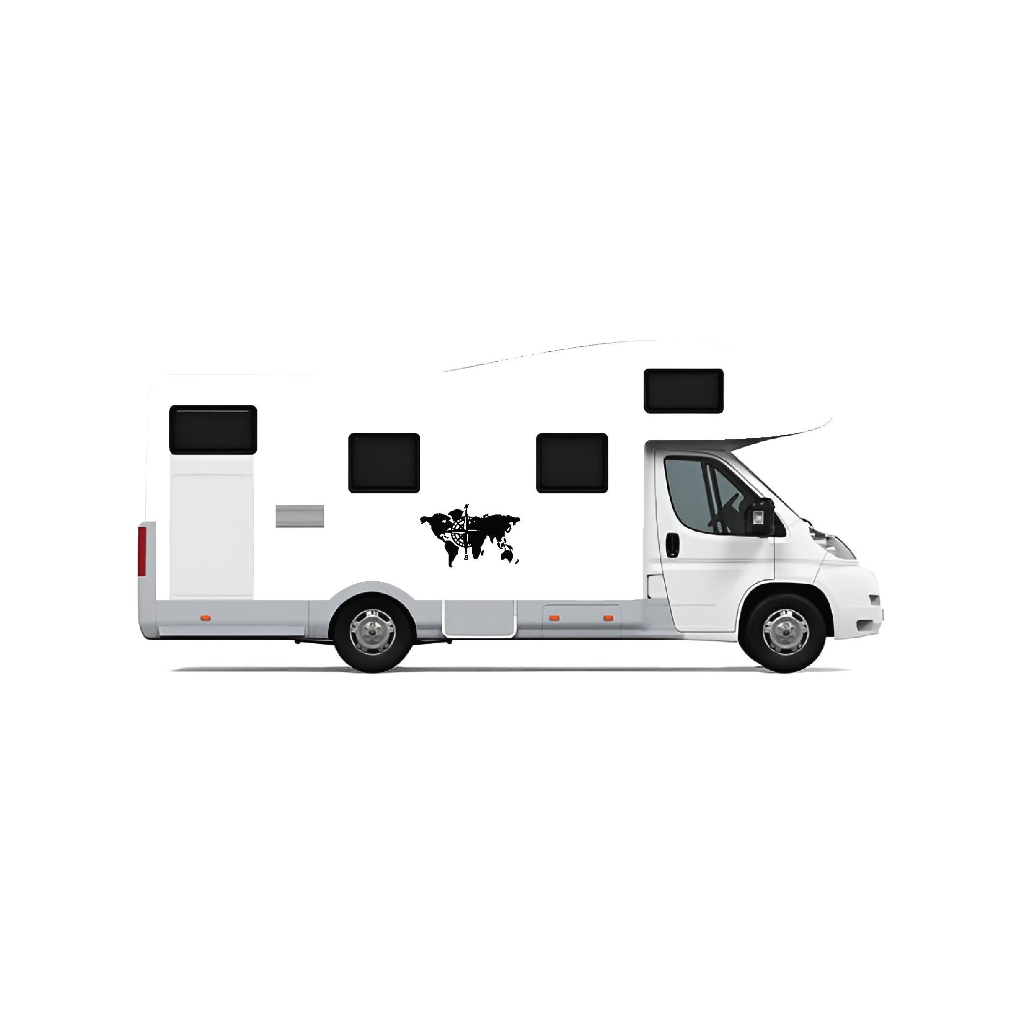 KaravanDünya Haritası ve Pusula Karavan Off Road Sticker Etiket