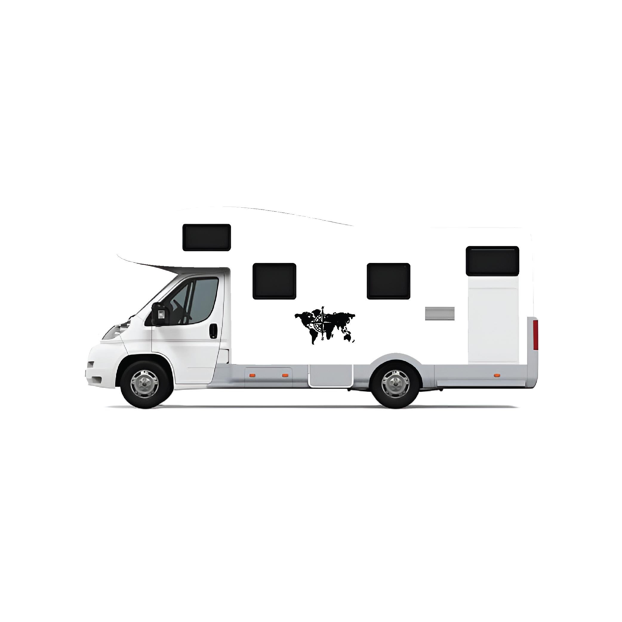 KaravanDünya Haritası ve Pusula Karavan Off Road Sticker Etiket