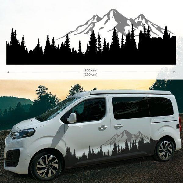 KaravanEverest Dağı ve Orman Tasarımlı Karavan Sticker Etiket