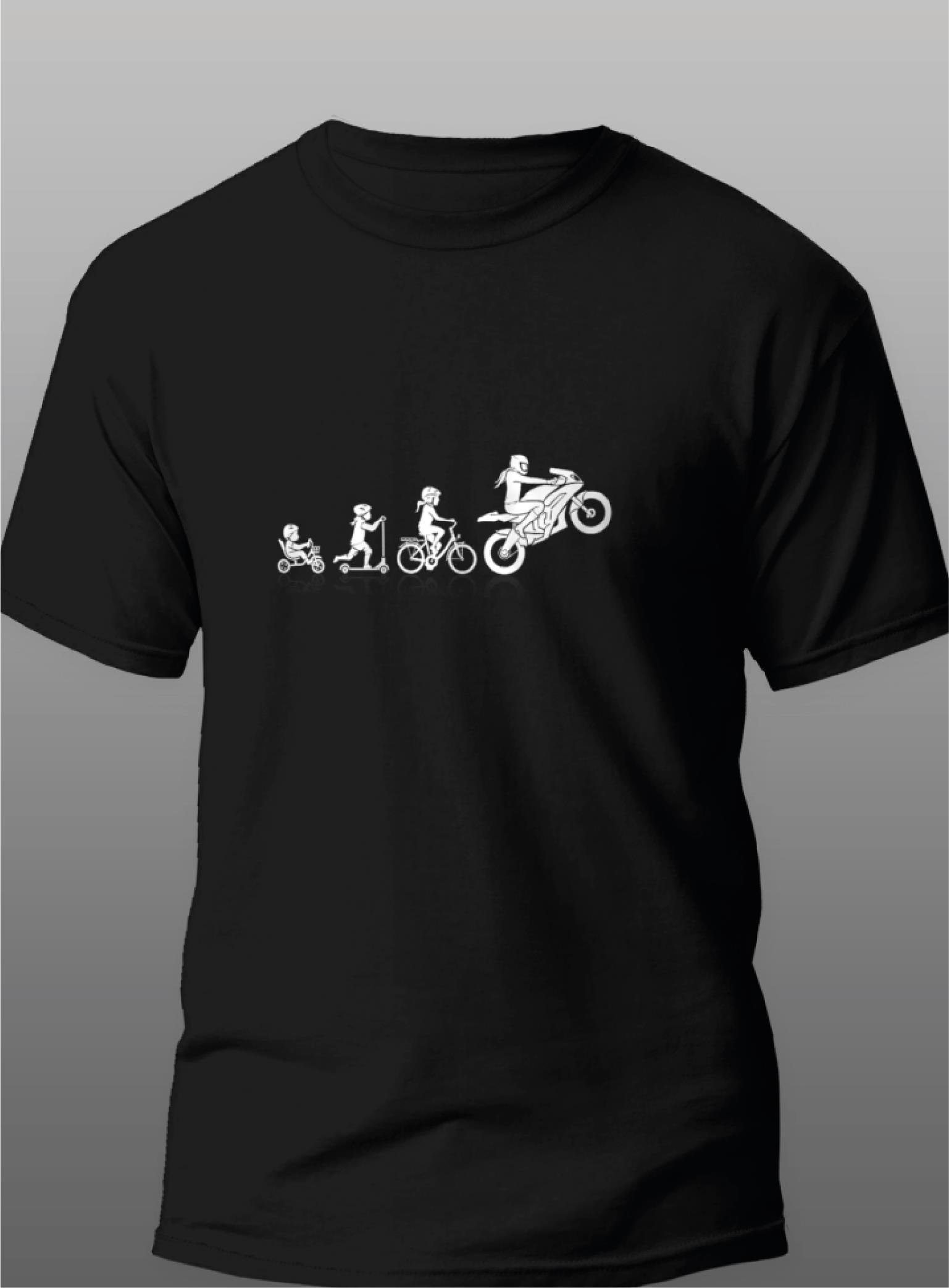 T-ShirtEvolution Girl Motorcu T-Shirt Modeli Siyah