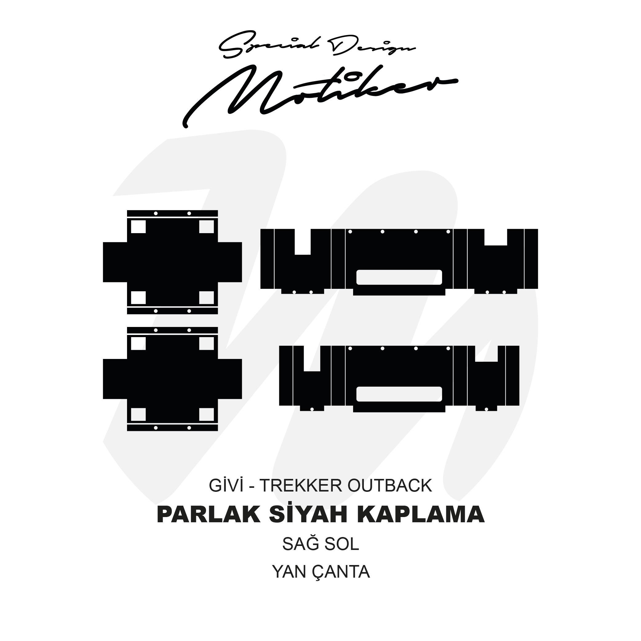 GİVİGIVI Trekker Outback Arka Sağ Sol Yan Çanta Parlak Siyah Kaplama Sticker Etiket Modeli