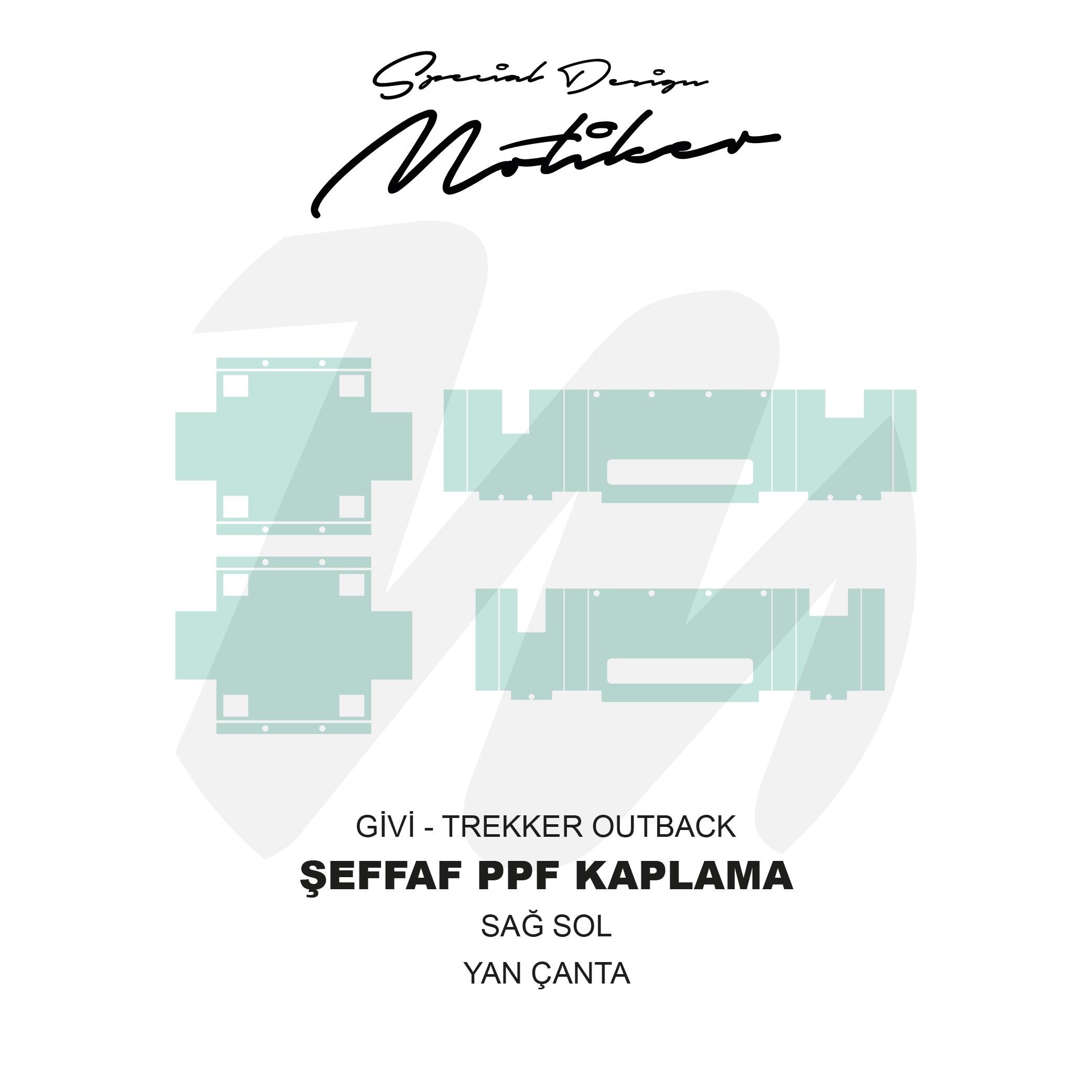 GİVİGIVI Trekker Outback Arka Sağ Sol Yan Çanta Şeffaf PPF Kaplama Sticker Etiket Modeli