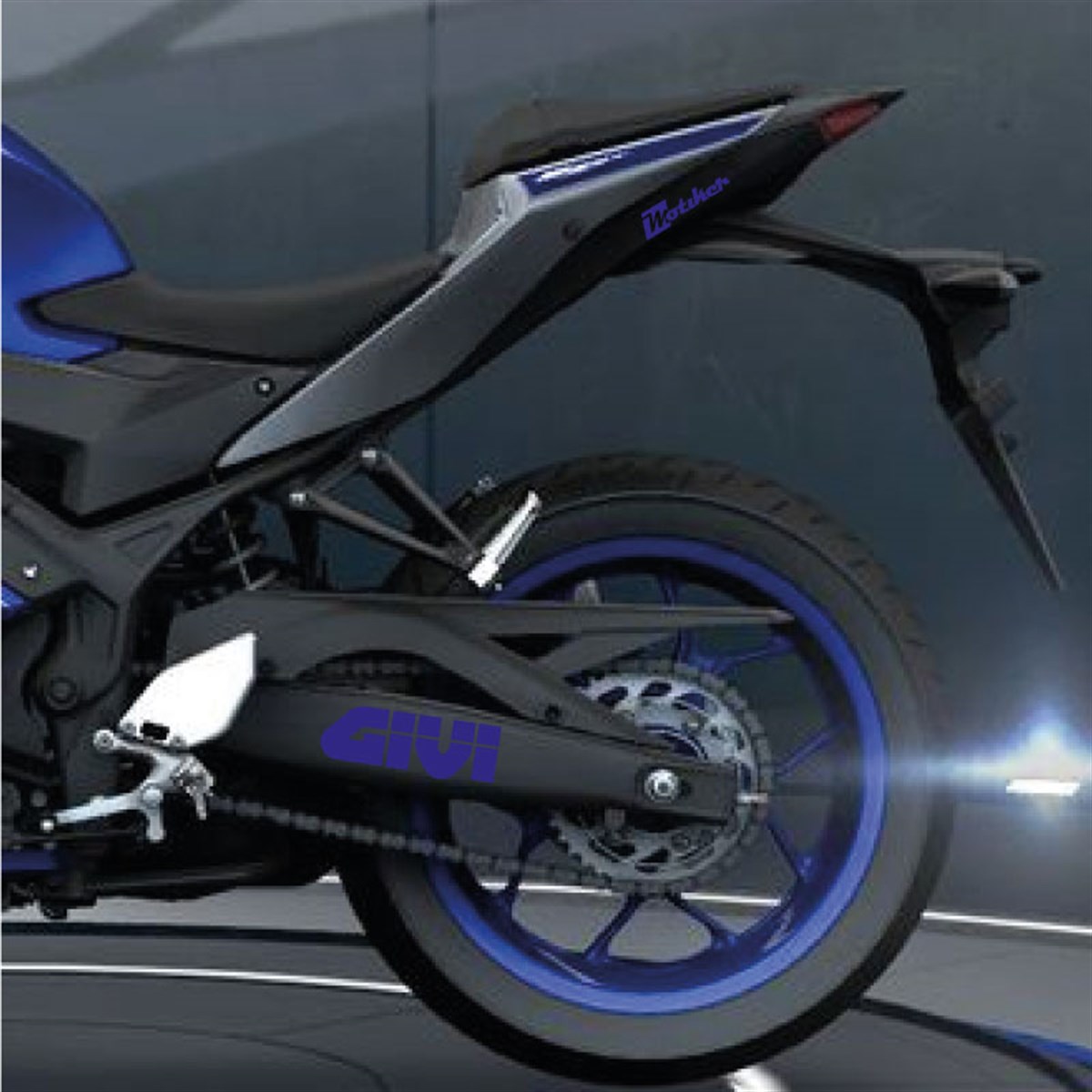 Givi Yazılı Lacivert ( Gece Mavisi ) Arka Maşa Sticker Etiket Modeli