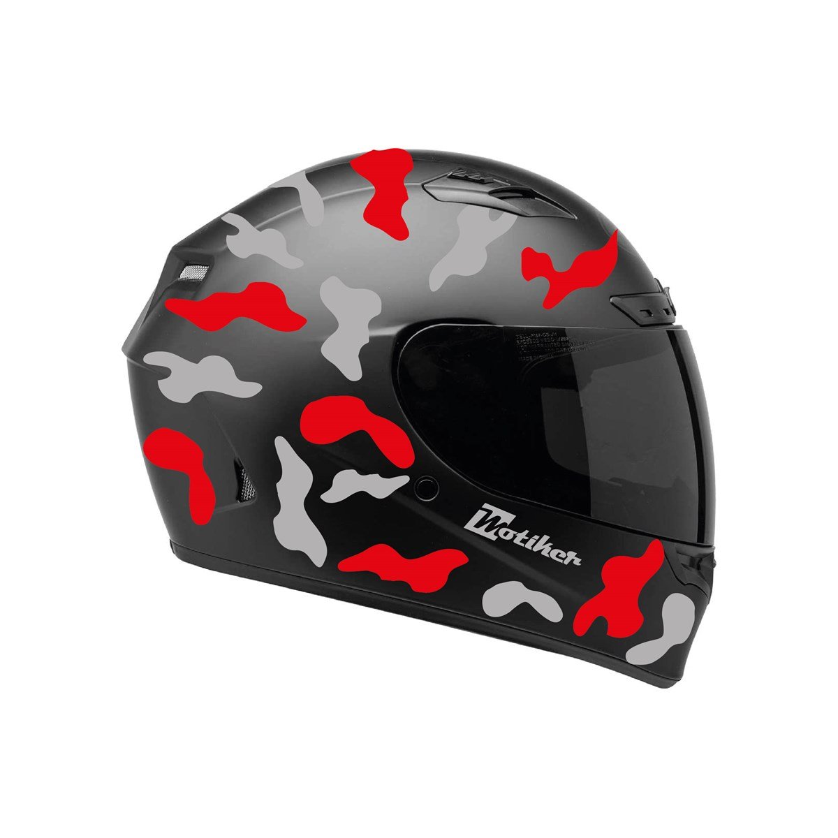 Gri Kırmızı Kamuflaj Kask Sticker Modeli