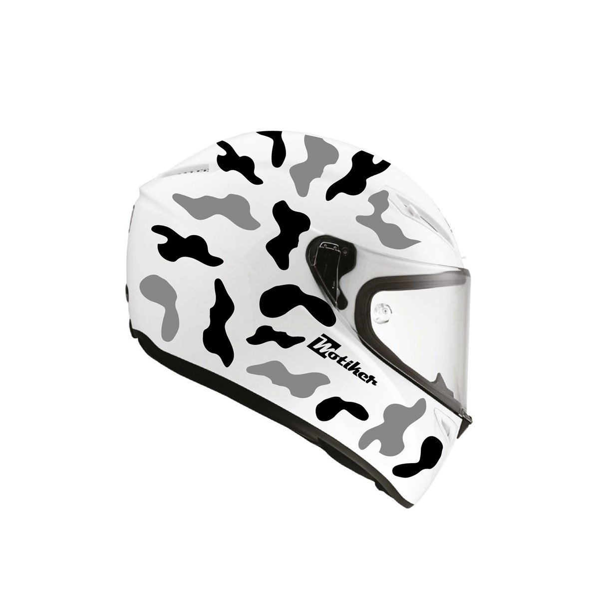 Gri Siyah Kamuflaj Kask Sticker Modeli