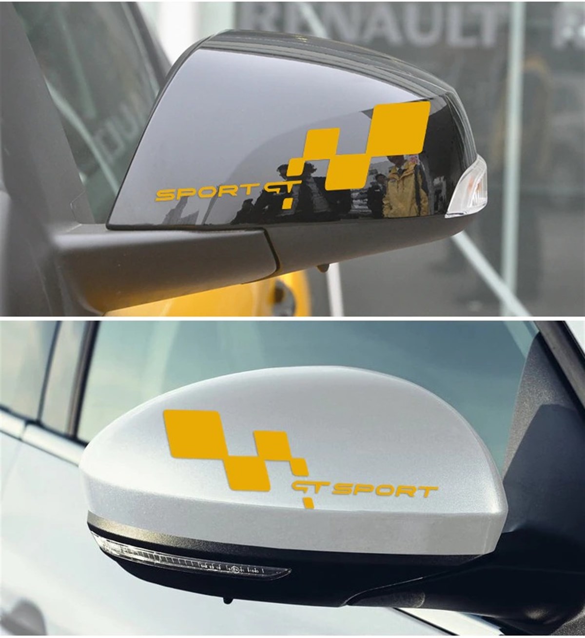 GT Sport Yazılı Desenli Ayna Sticker Etiket Modeli