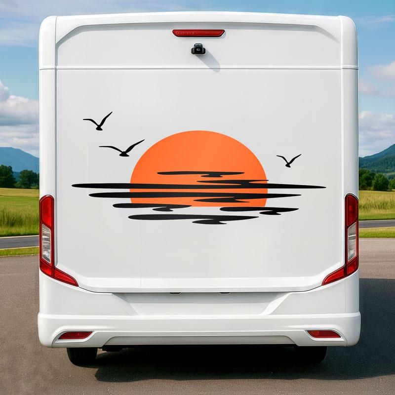 KaravanGünbatımı Tasarımlı Karavan Sticker Etiket
