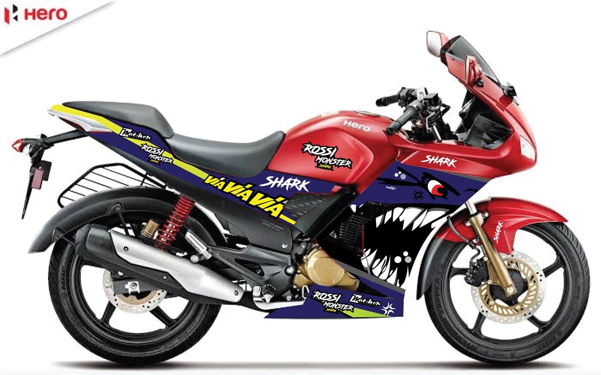 Hero carisma rossi shark Mor  motosiklet sticker