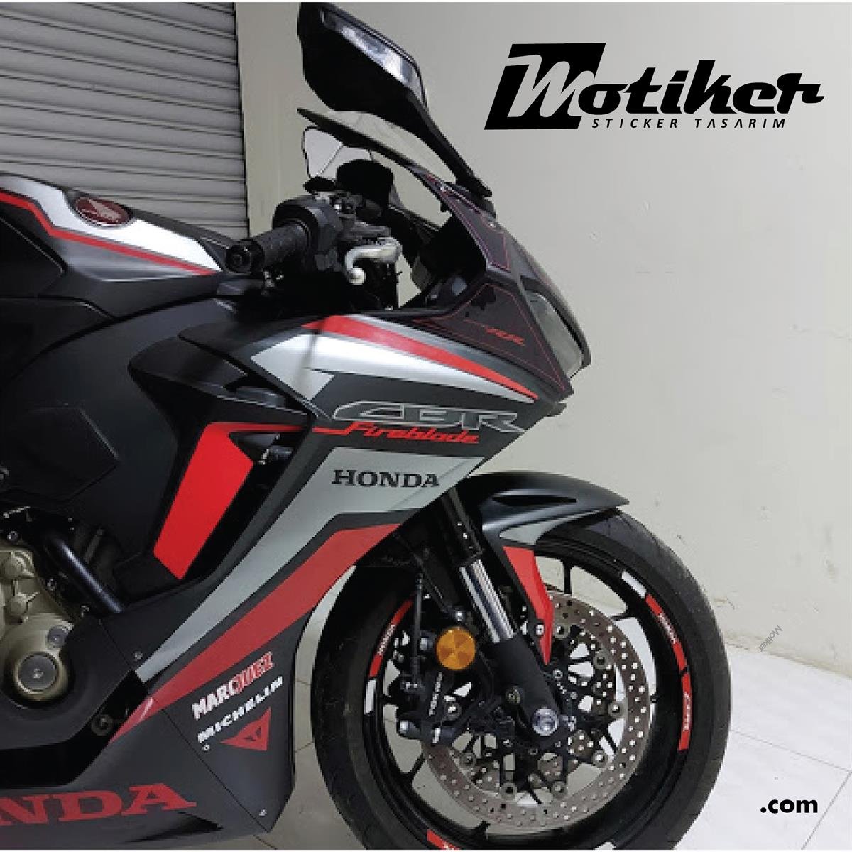 HONDA CBR 1000RR - FIREBLADE Gri Kırmızı Sticker Etiket Modeli