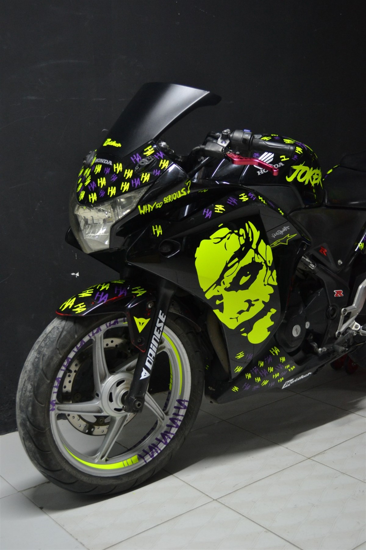 Honda CBR 250R 2011-13 Joker Neon Mor Sticker Etiket Modeli