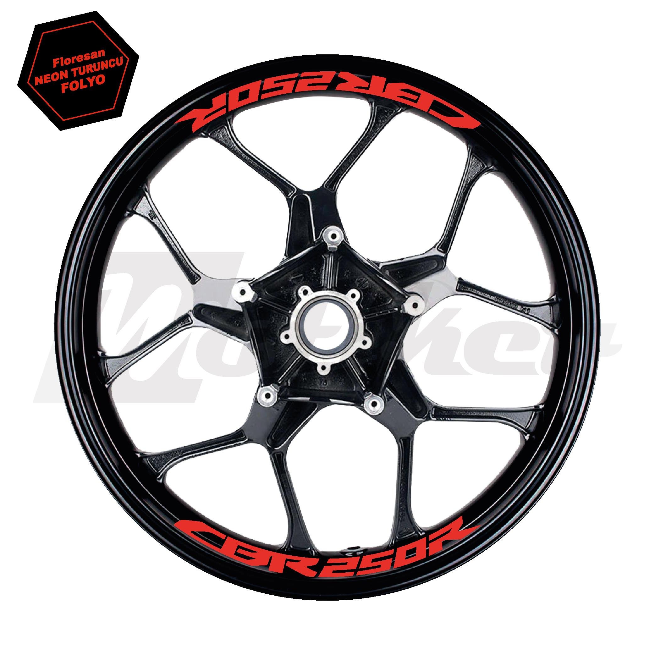 CBR250RHonda CBR250R Jant İçi Sticker Etiket Modeli Neon Turuncu (Kırmızı) Renk