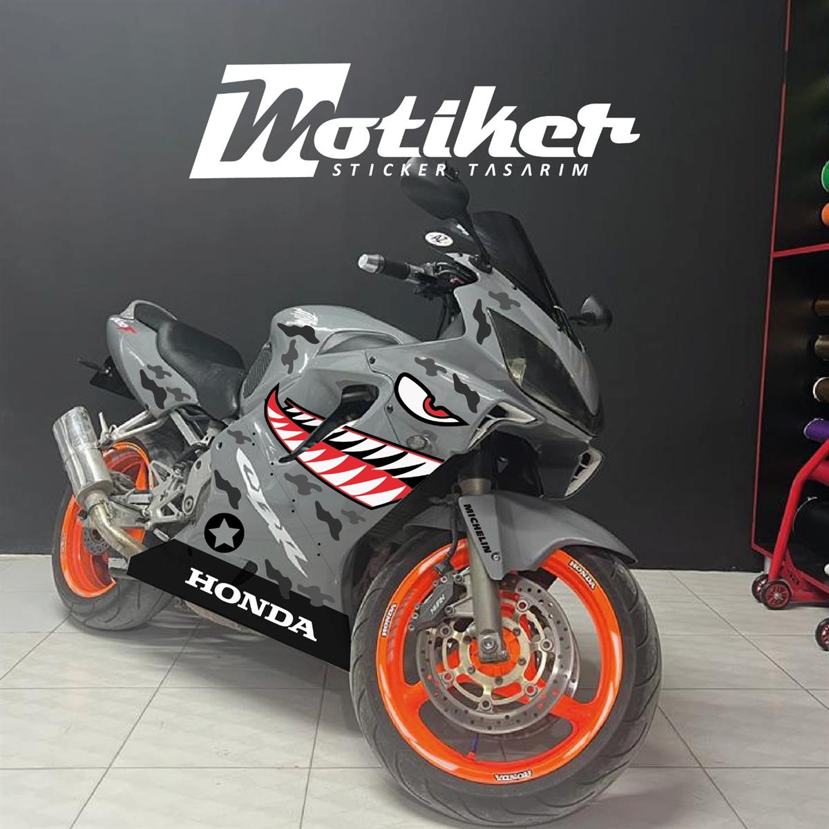 Honda CBR600F Kamuflaj Shark Sticker Etiket  Modeli