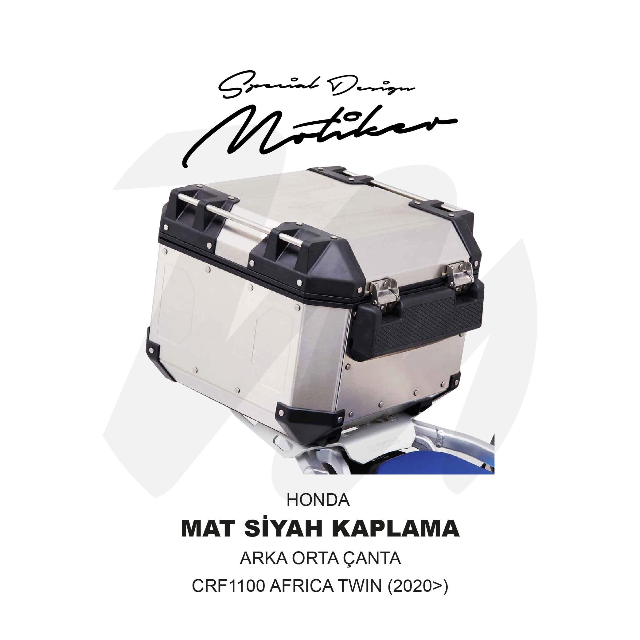 ADVENTURERHonda CRF1100 2020  42 LT Arka Orta Çanta Mat Siyah Kaplama Sticker Etiket Modeli