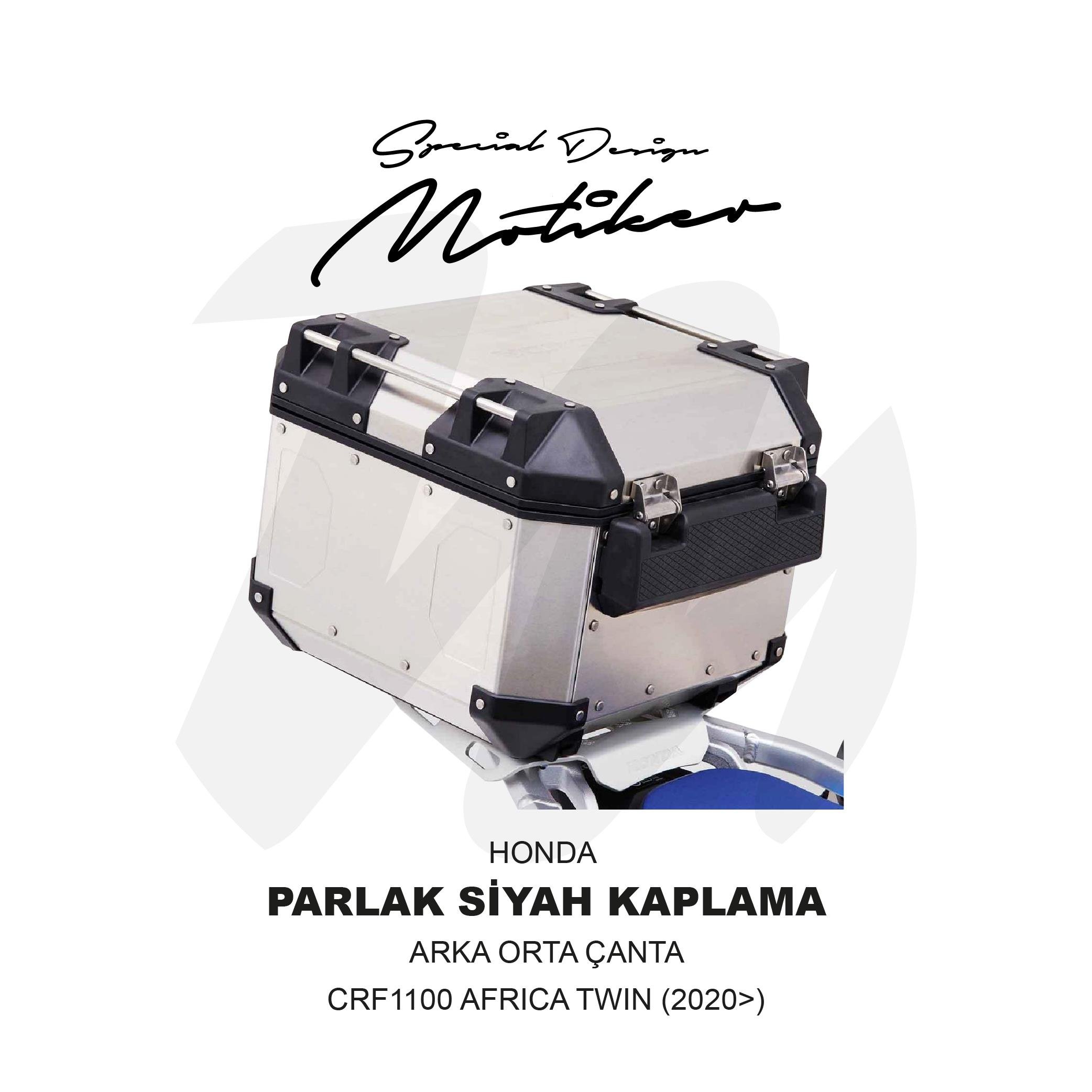 ADVENTURERHonda CRF1100 2020  42 LT Arka Orta Çanta Parlak Siyah Kaplama Sticker Etiket Modeli