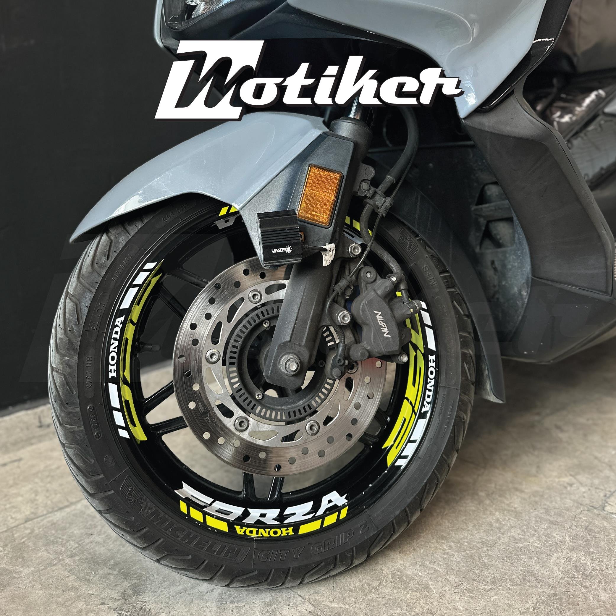 FORZA 250HONDA FORZA 250 Jant İç & Dış Neon Sarı ve Beyaz Sticker Etiket Modeli Set