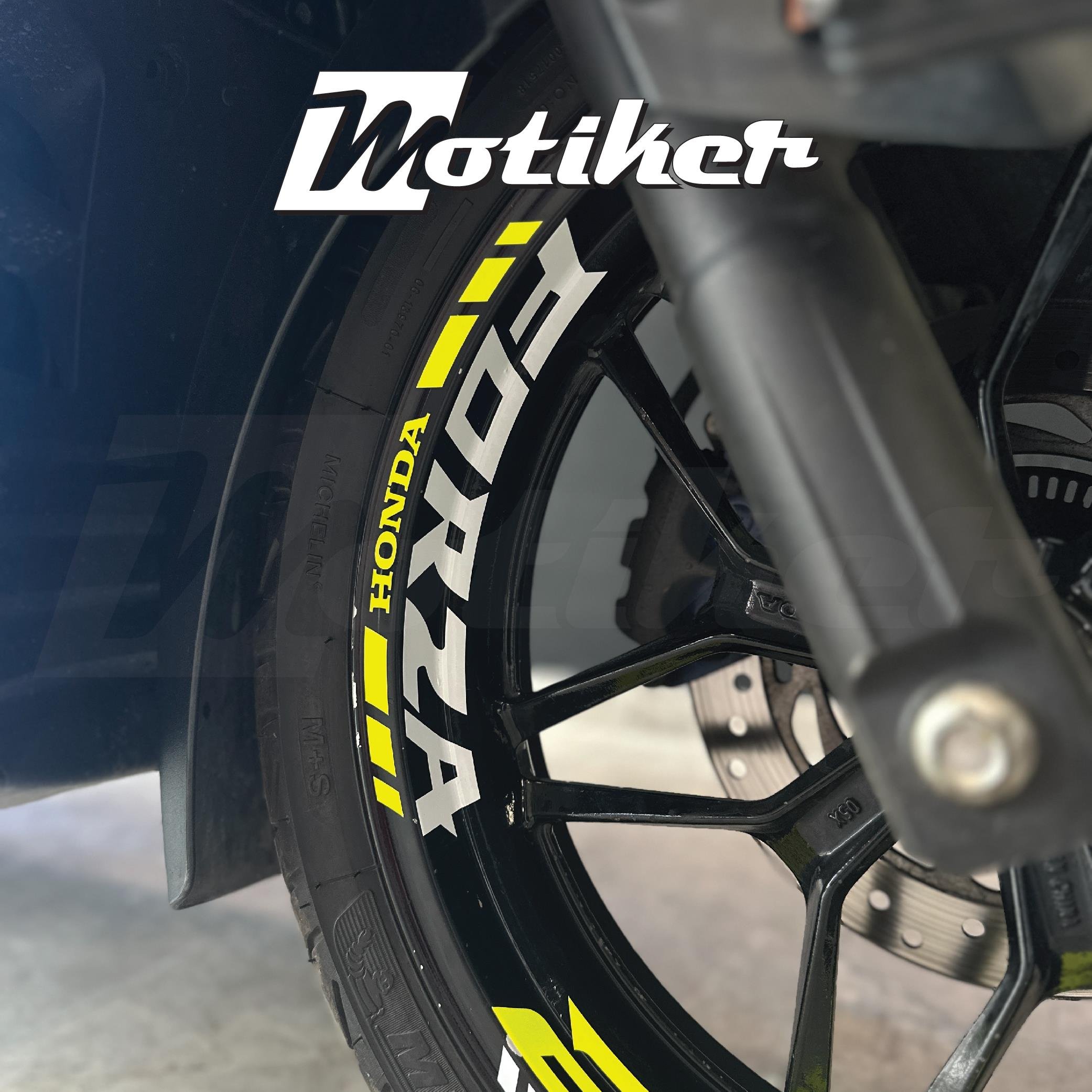 FORZA 250HONDA FORZA 250 Jant İç & Dış Neon Sarı ve Beyaz Sticker Etiket Modeli Set