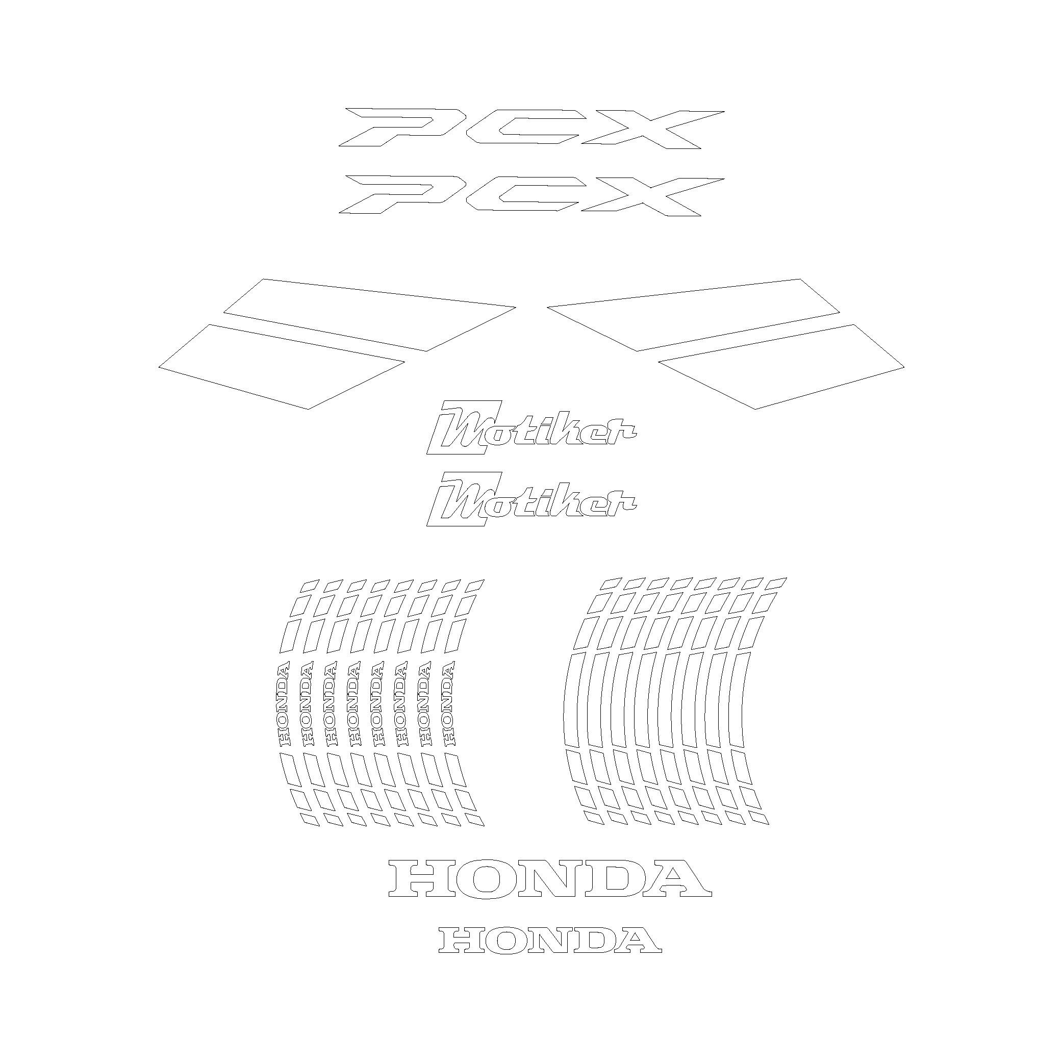 PCXHonda PCX 2021-2024 Beyaz Parçalı Takım Stikcer Etiket Modeli