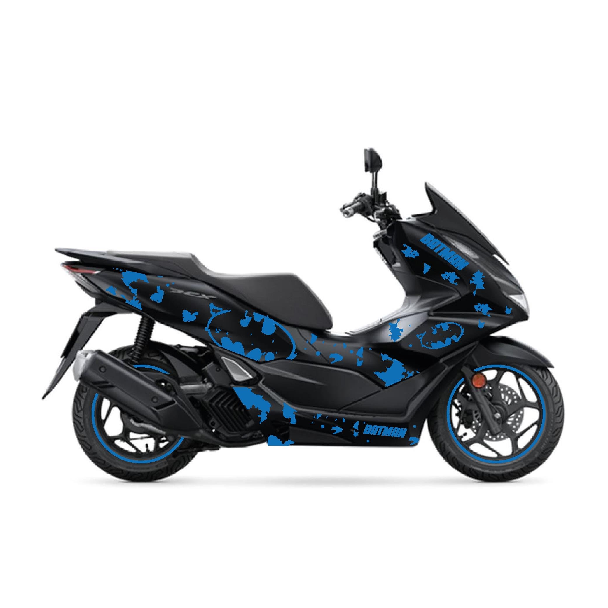 PCXHonda PCX 2021 - 2024 Uyumlu Evrensel Batman Sticker Kaplama Etiket Modeli Mavi Renk