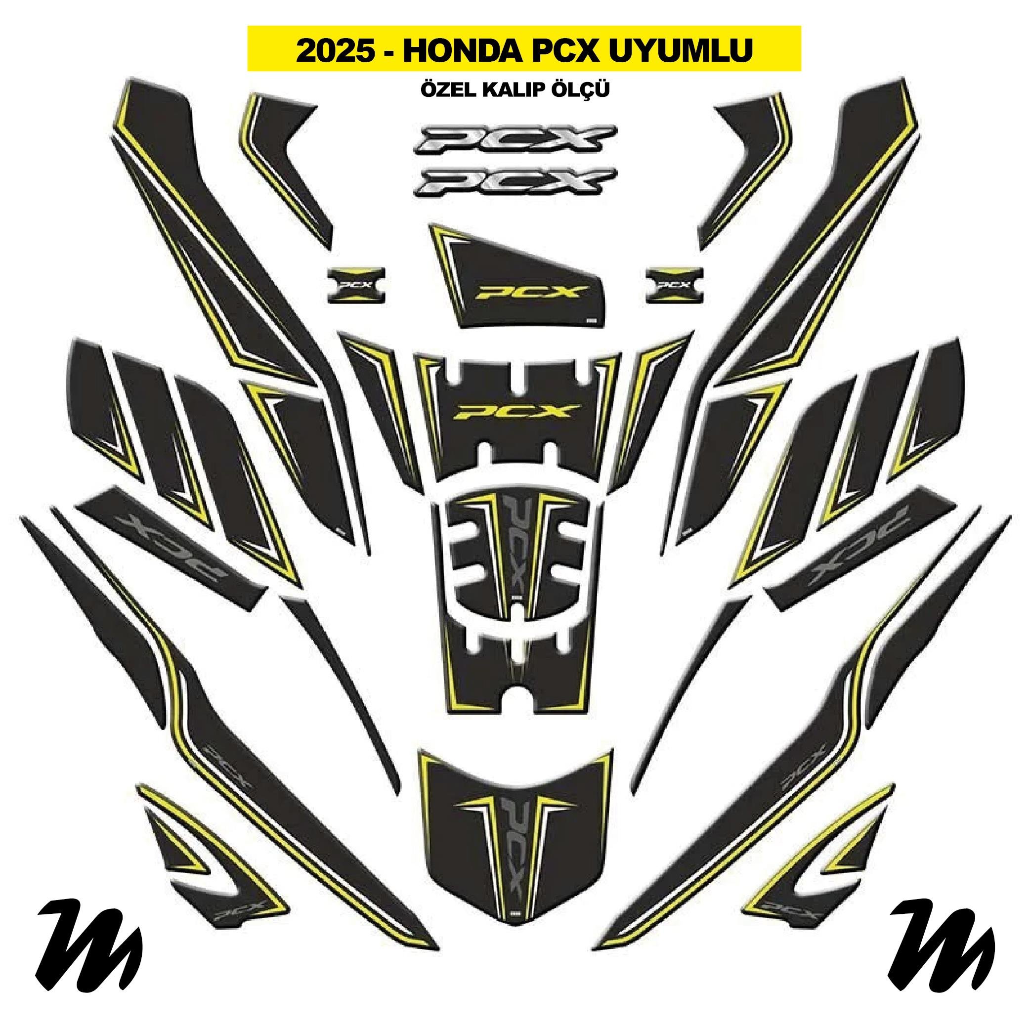 PCXHONDA PCX 2025 UYUMLU TANK PAD  SARI SİYAH GRİ RENK 