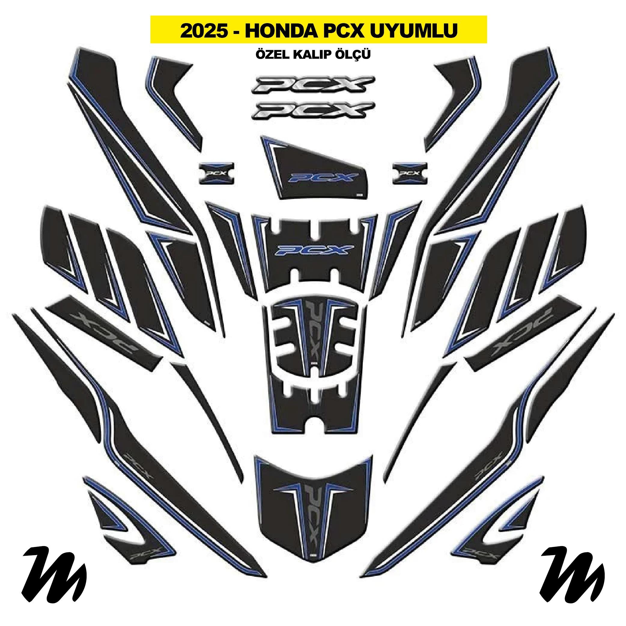 PCXHONDA PCX 2025 UYUMLU TANK PAD SARI SİYAH GRİ BEYAZ DESENLİ RENK