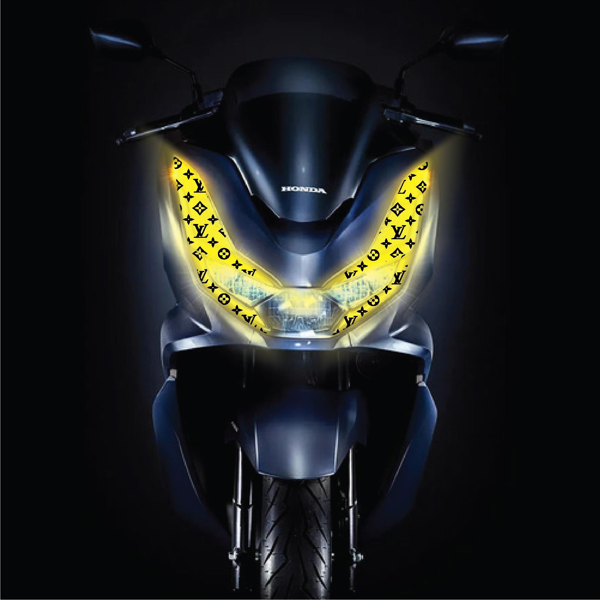 PCXHonda PCX Ön Far Kaşı LV Tasarımı Şeffaf Sticker Sarı