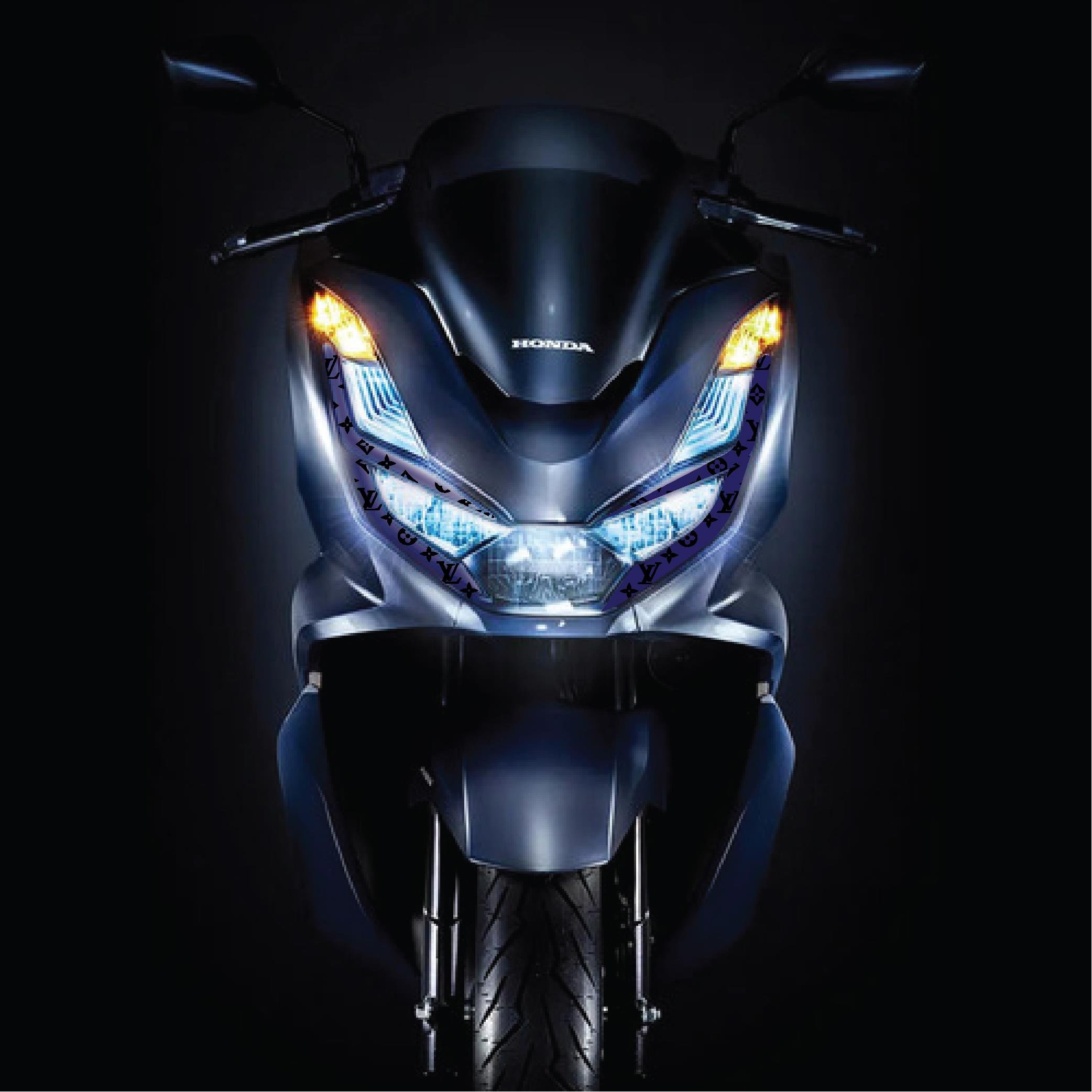 PCXHonda PCX Ön Far Kaşı LV Tasarımı Şeffaf Sticker Lacivert Model 2