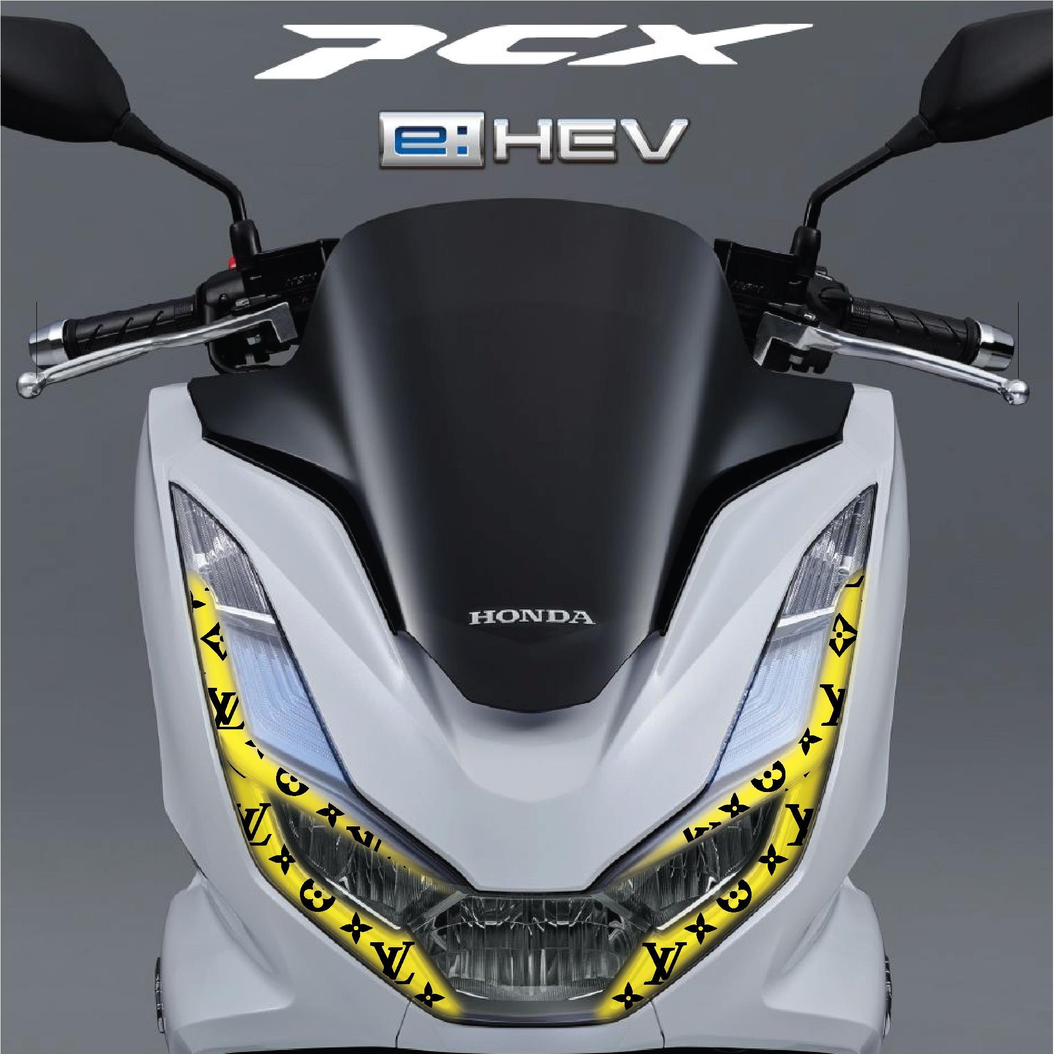 PCXHonda PCX Ön Far Kaşı LV Tasarımı Şeffaf Sticker Sarı Model 2