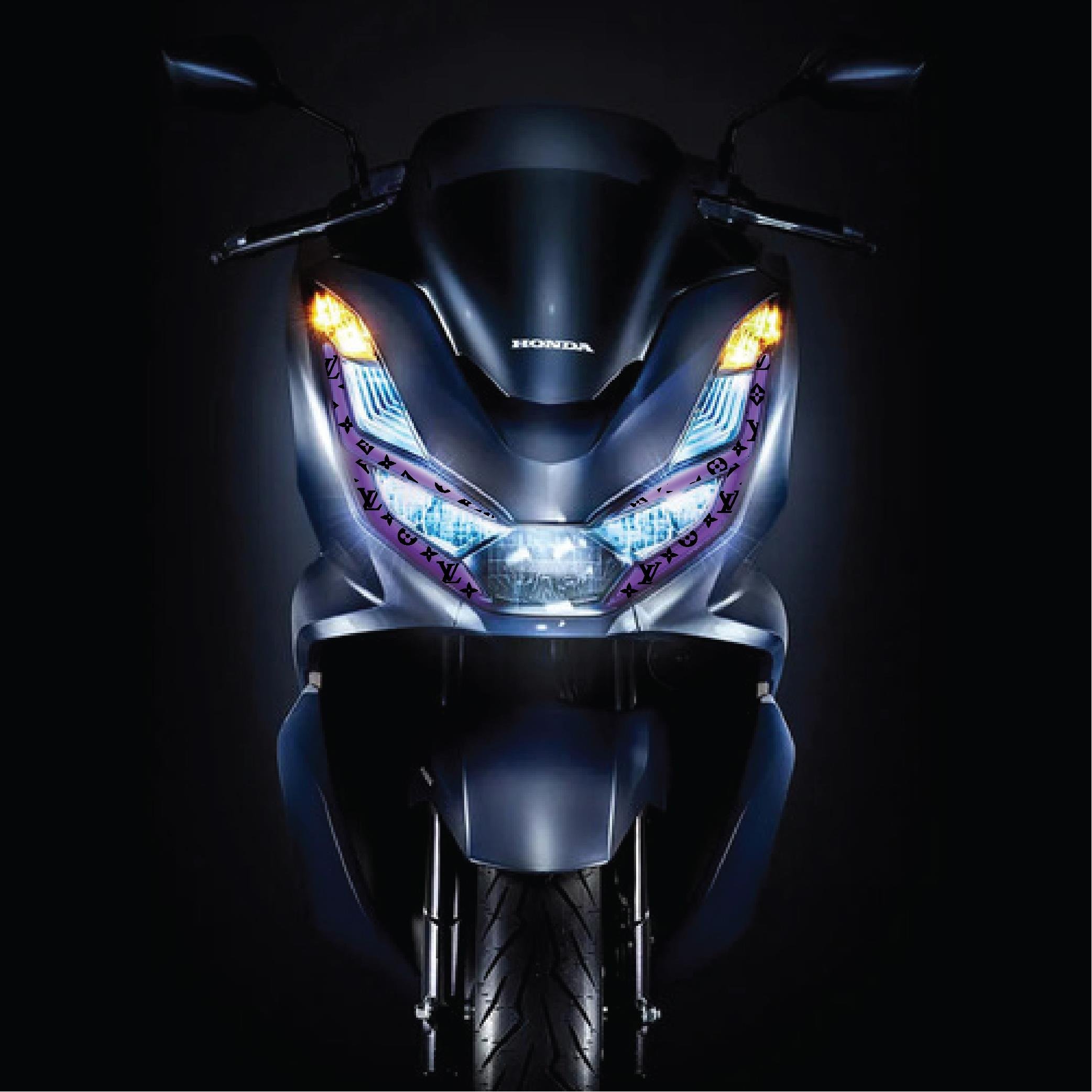 PCXHonda PCX Ön Far Kaşı LV Tasarımı Şeffaf Sticker Mor Model 2