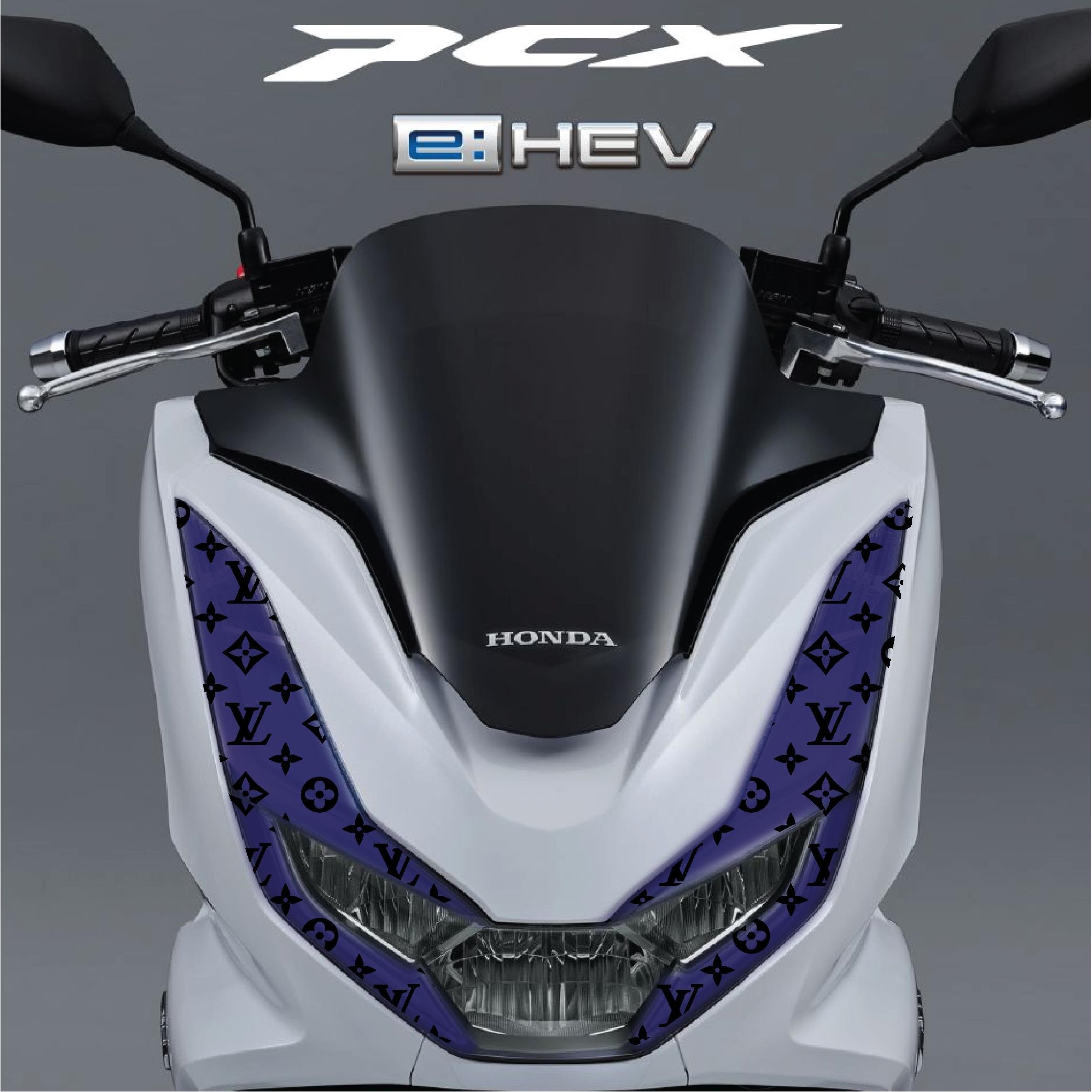 PCXHonda PCX Ön Far Kaşı LV Tasarımı Şeffaf Sticker Lacivert