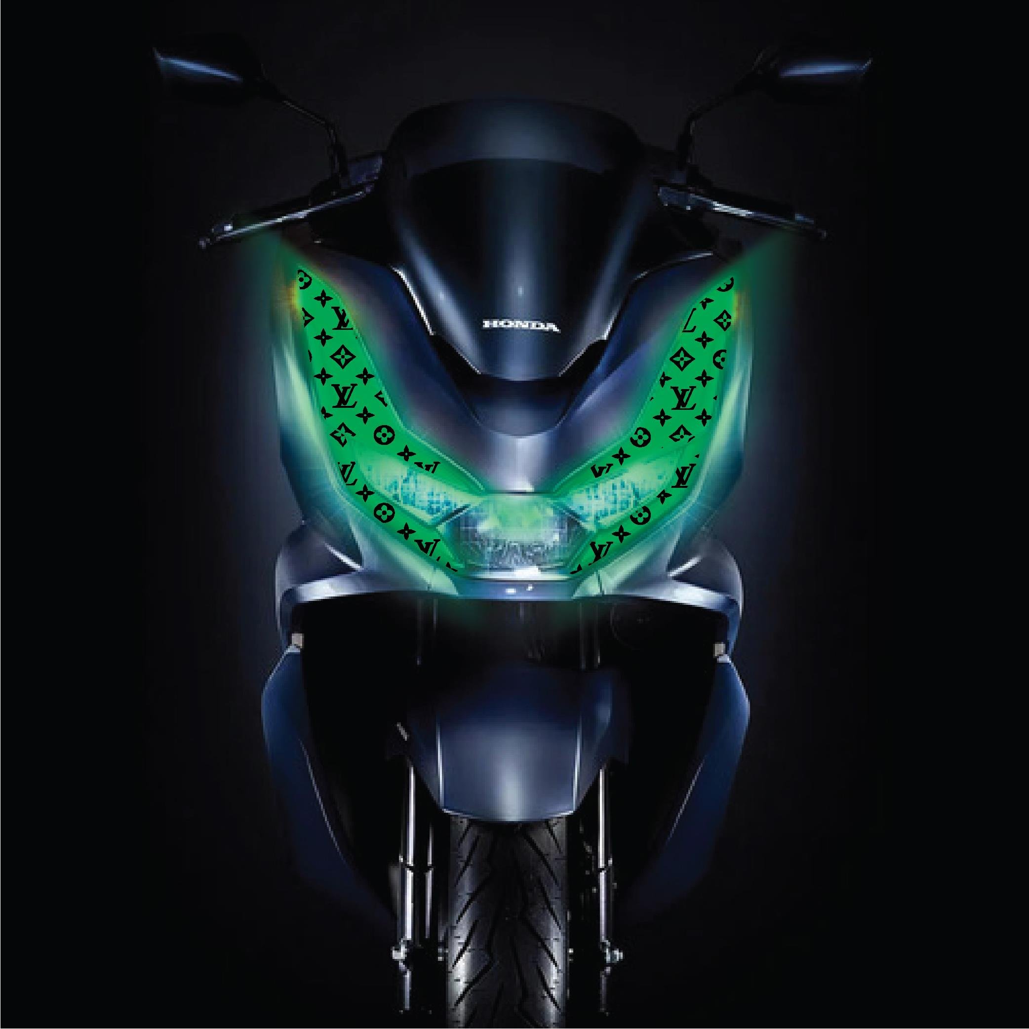 PCXHonda PCX Ön Far Kaşı LV Tasarımı Şeffaf Sticker Yeşil