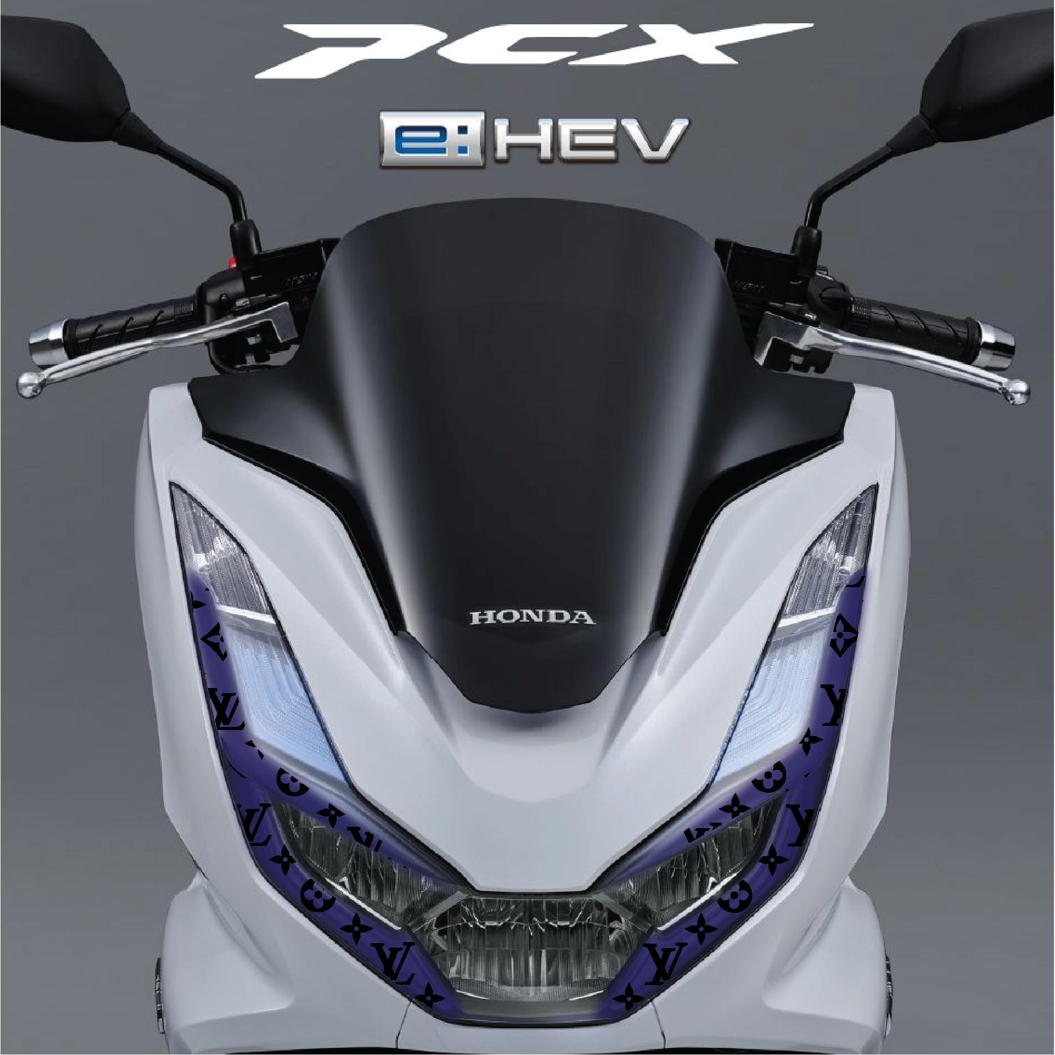PCXHonda PCX Ön Far Kaşı LV Tasarımı Şeffaf Sticker Lacivert Model 2