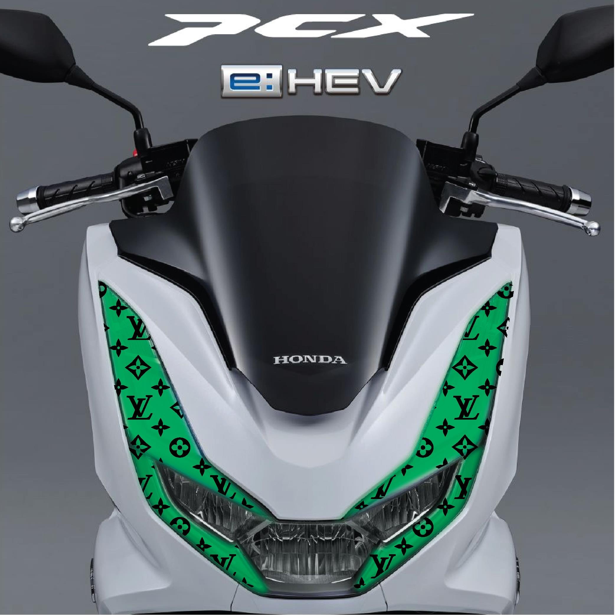 PCXHonda PCX Ön Far Kaşı LV Tasarımı Şeffaf Sticker Yeşil