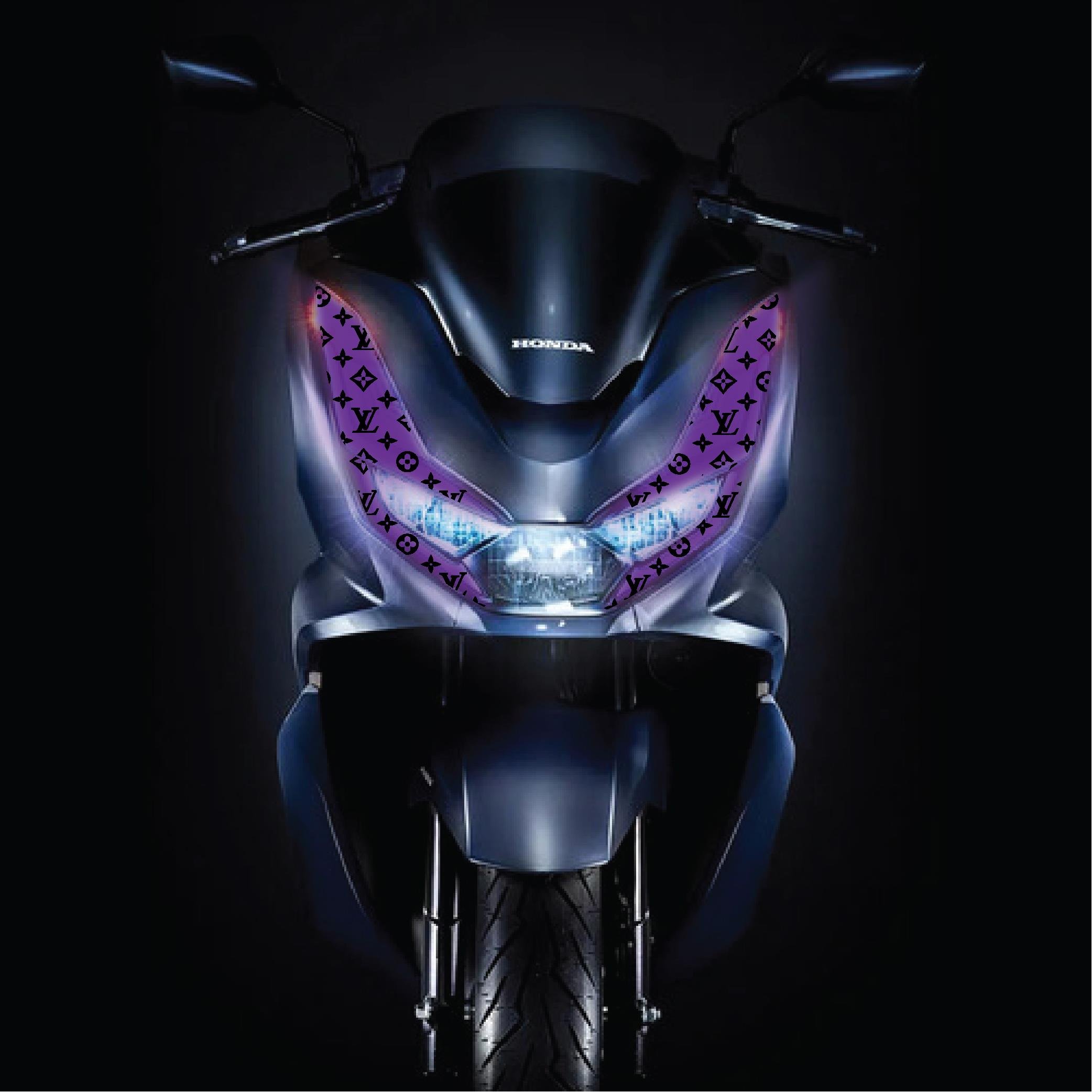 PCXHonda PCX Ön Far Kaşı LV Tasarımı Şeffaf Sticker Mor