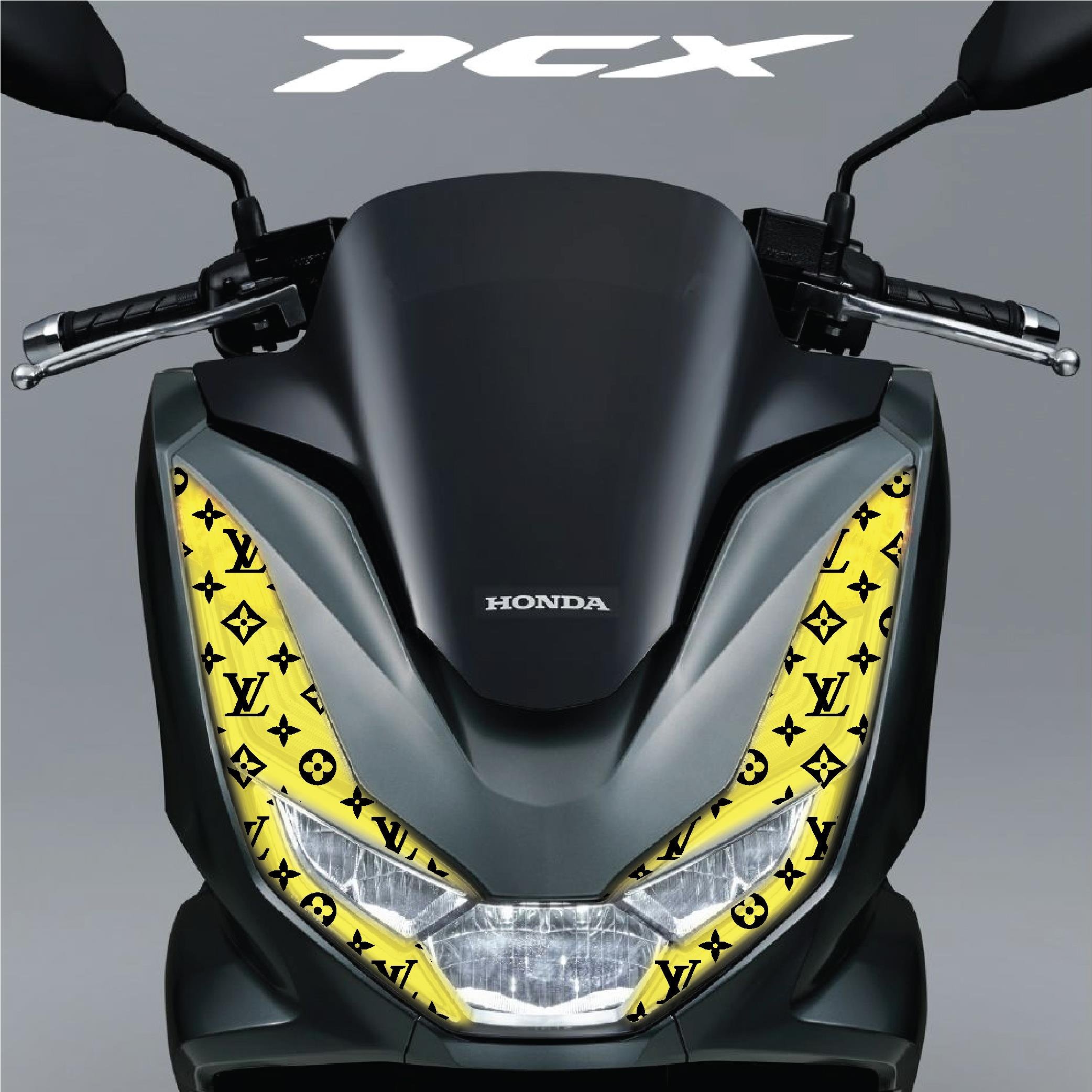 PCXHonda PCX Ön Far Kaşı LV Tasarımı Şeffaf Sticker Sarı