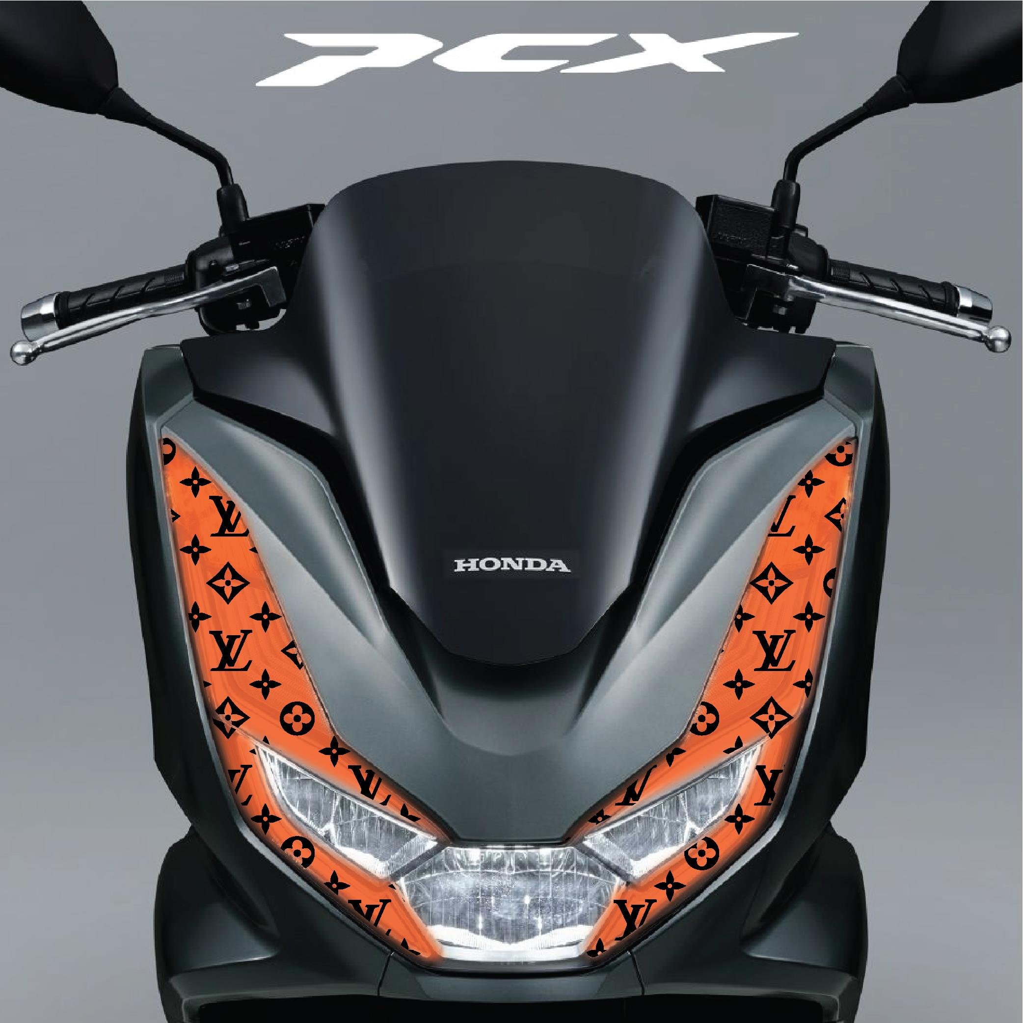 PCXHonda PCX Ön Far Kaşı LV Tasarımı Şeffaf Sticker Turuncu